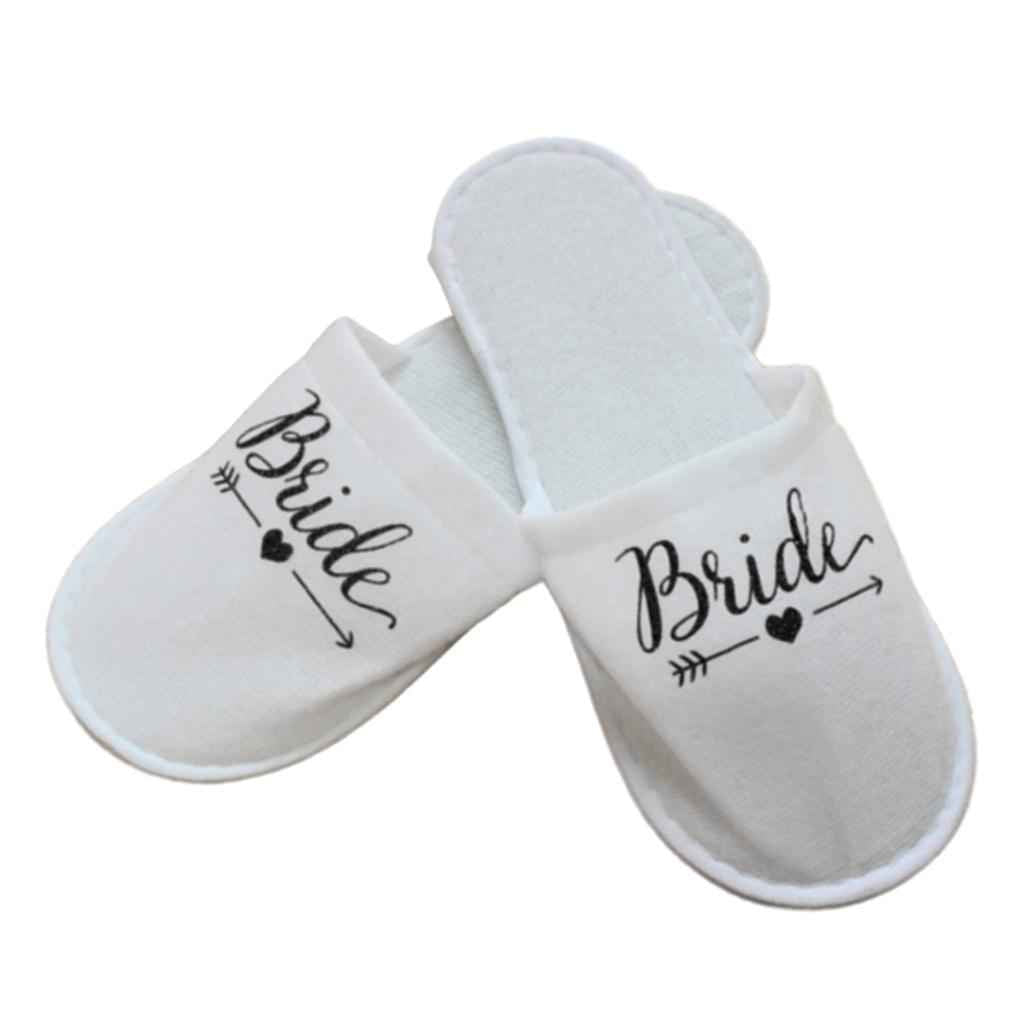 Disposable Wedding Bride Slippers Hotel Bachelorette Guest Supplies Black