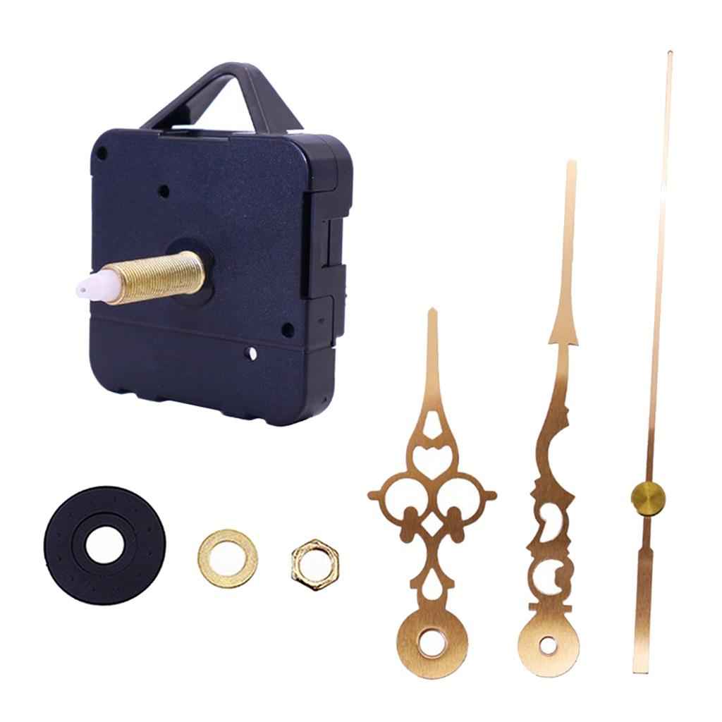 Quartz Clock Movement Mechanism Long Spindle Gold Metal Hands Kit DIY