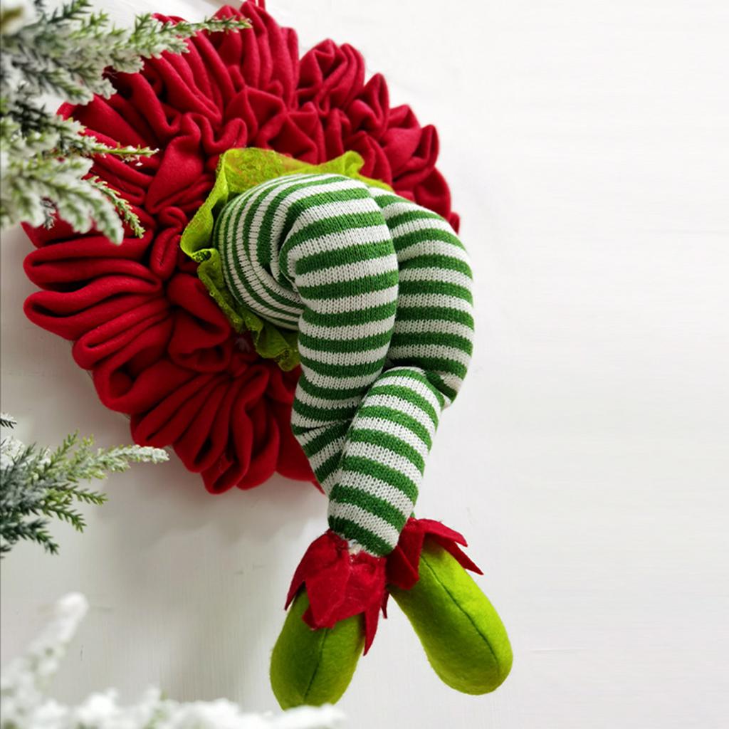 Artificial Wreath Striped Legs Elf Leg for Xmas Wall Party Green leg