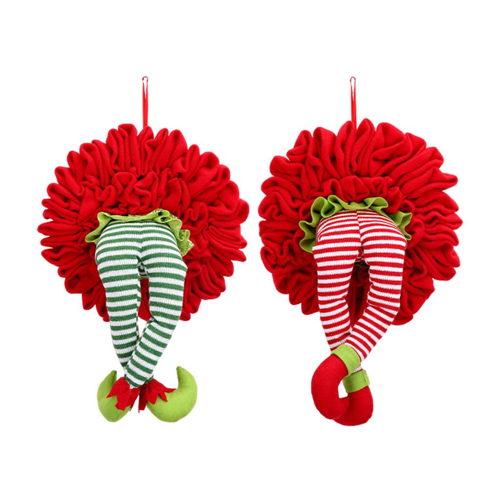 Artificial Wreath Striped Legs Elf Leg for Xmas Wall Party Green leg