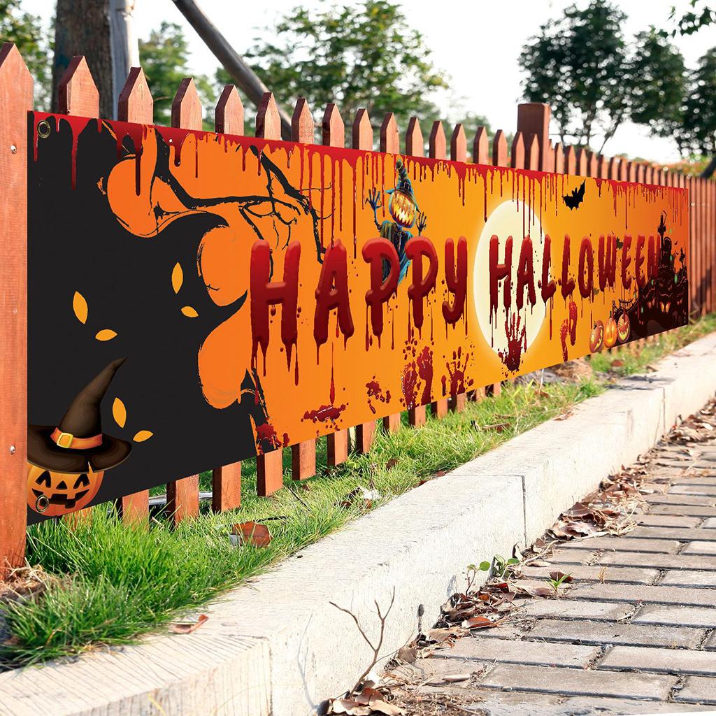 98''x18'' Happy Halloween Banner Events Graveyard Decor Hanging Flag Style A