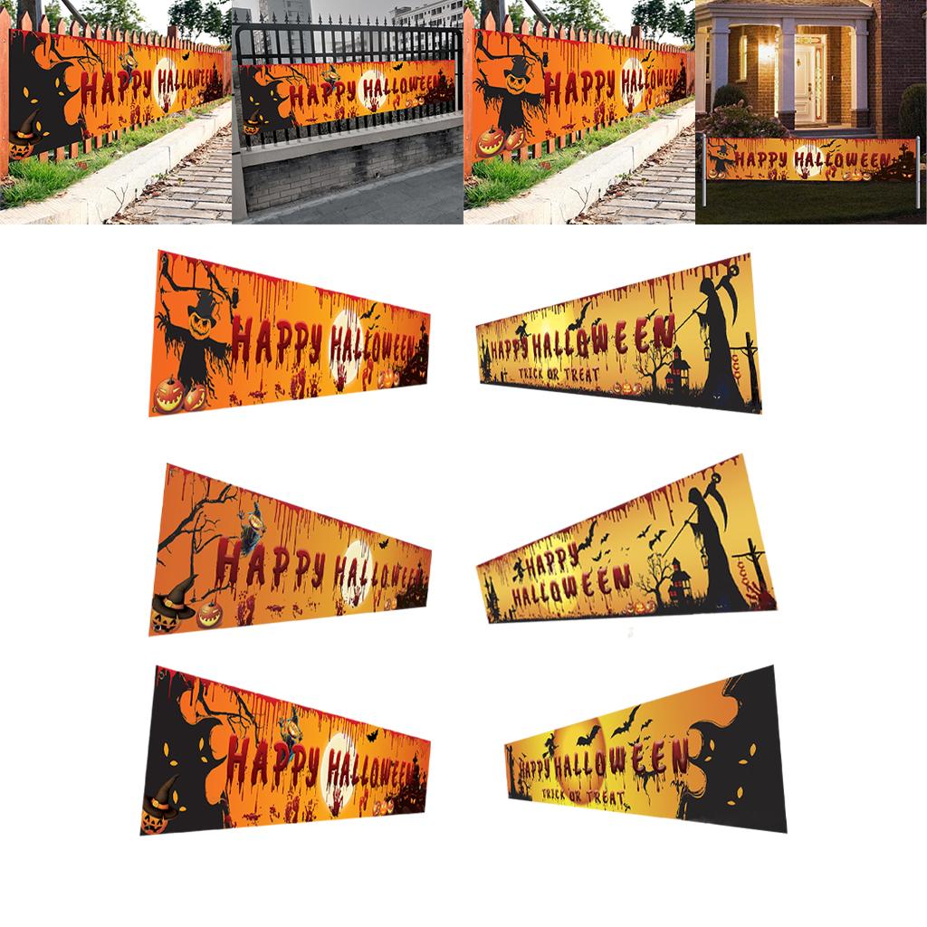 98''x18'' Happy Halloween Banner Events Graveyard Decor Hanging Flag Style A