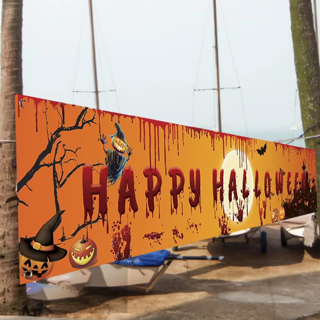 98''x18'' Happy Halloween Banner Events Graveyard Decor Hanging Flag Style B