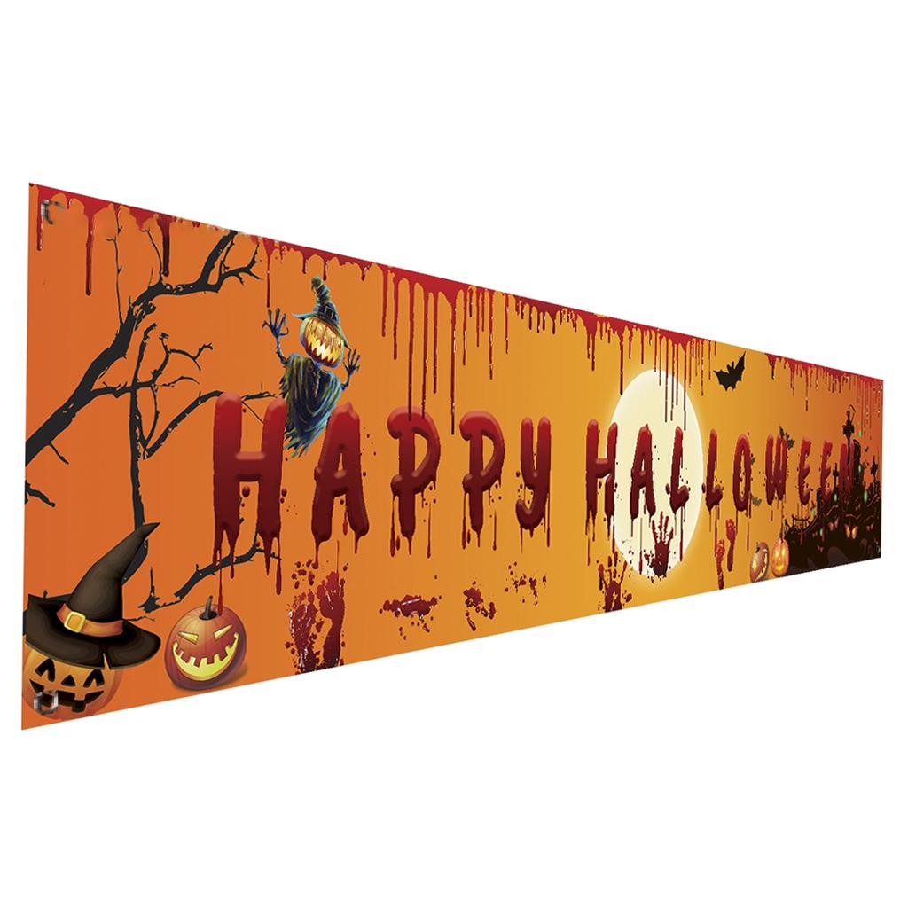 98''x18'' Happy Halloween Banner Events Graveyard Decor Hanging Flag Style B