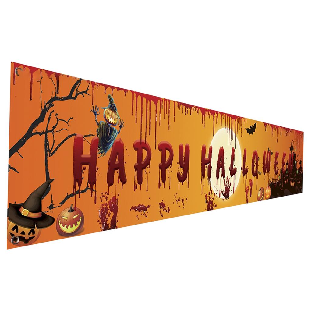 98''x18'' Happy Halloween Banner Events Graveyard Decor Hanging Flag Style B
