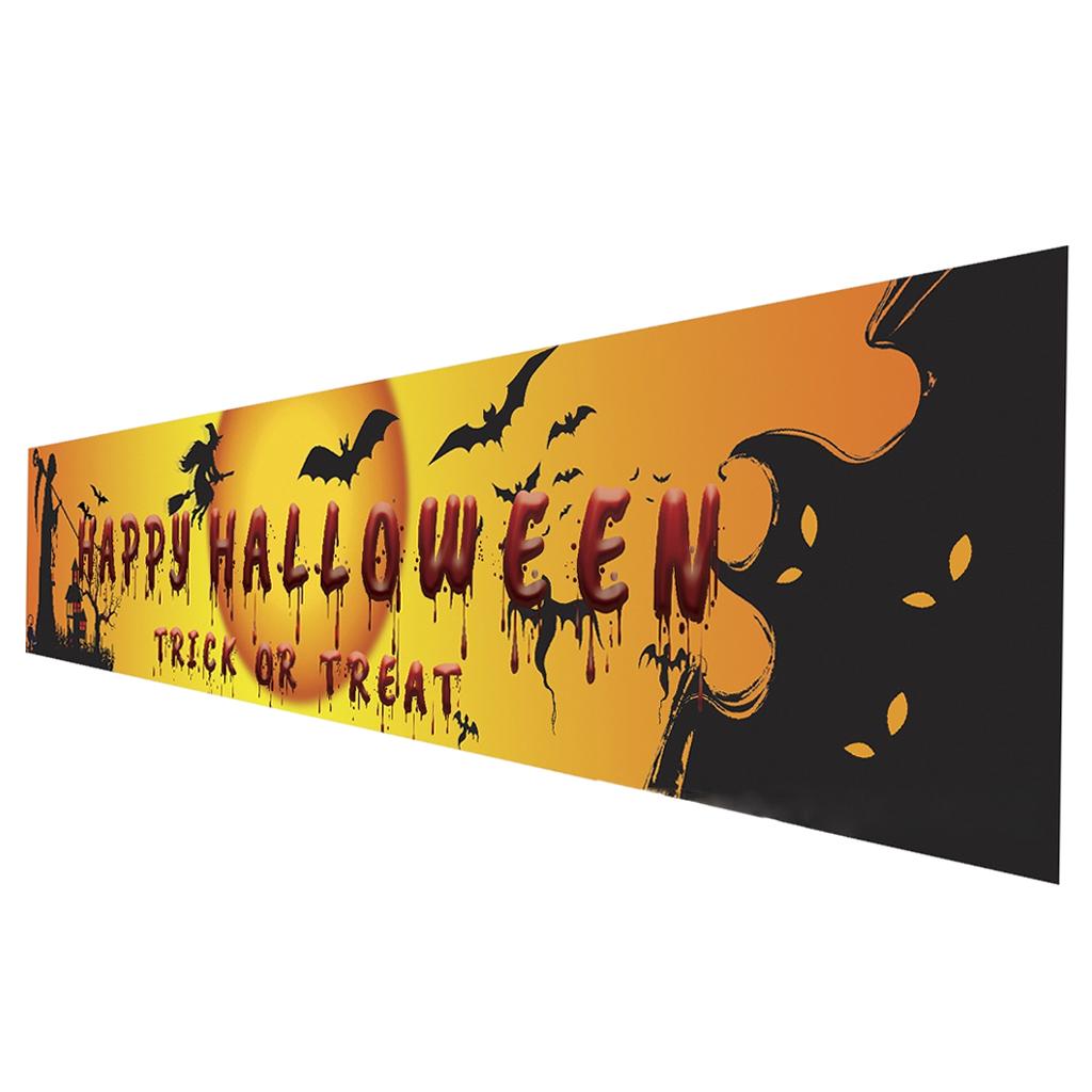 98''x18'' Happy Halloween Banner Events Graveyard Decor Hanging Flag Style C