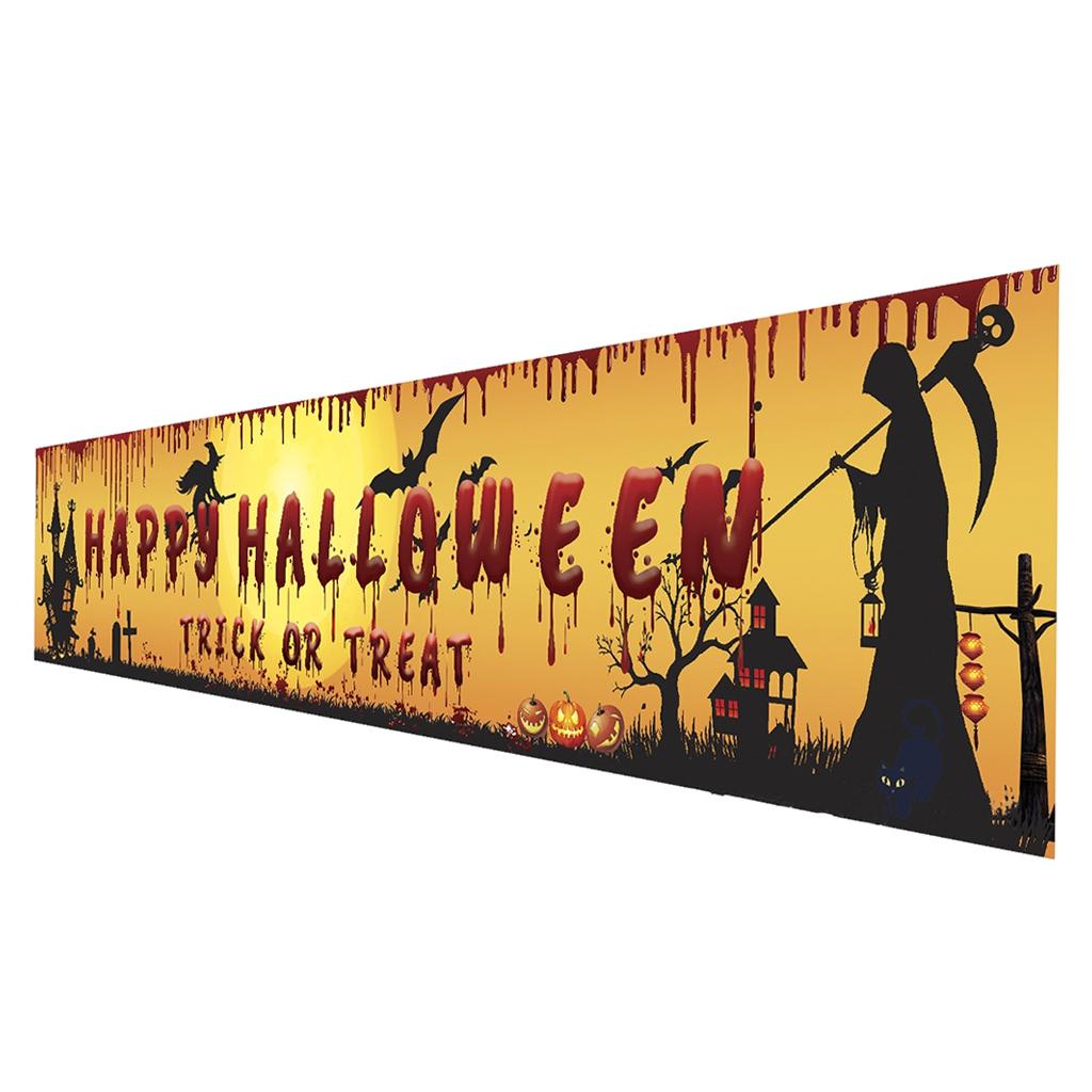 98''x18'' Happy Halloween Banner Events Graveyard Decor Hanging Flag Style D