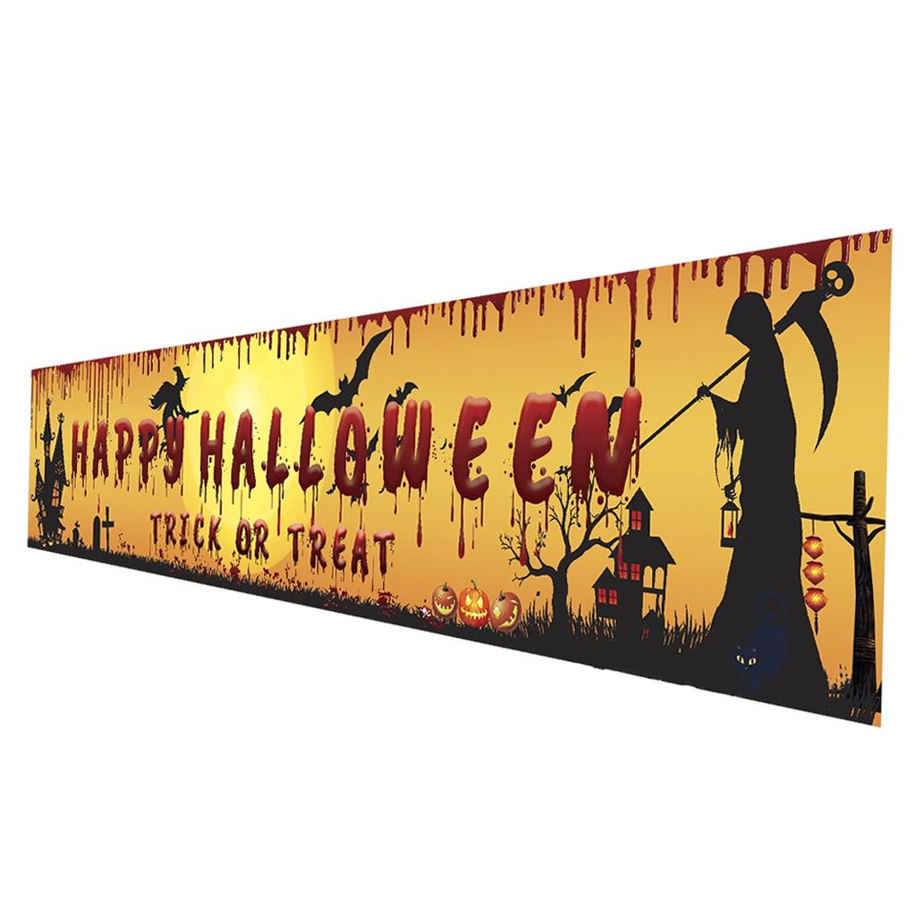 98''x18'' Happy Halloween Banner Events Graveyard Decor Hanging Flag Style D