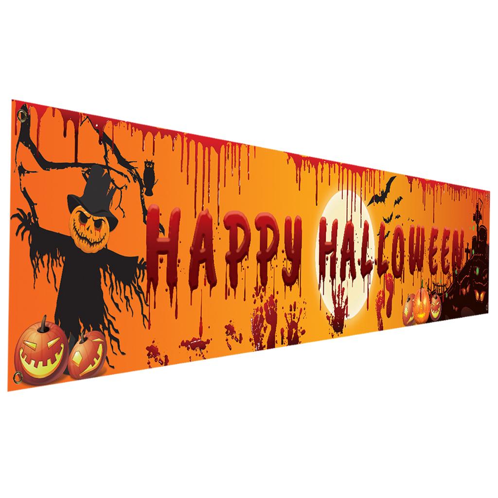 98''x18'' Happy Halloween Banner Events Graveyard Decor Hanging Flag Style F