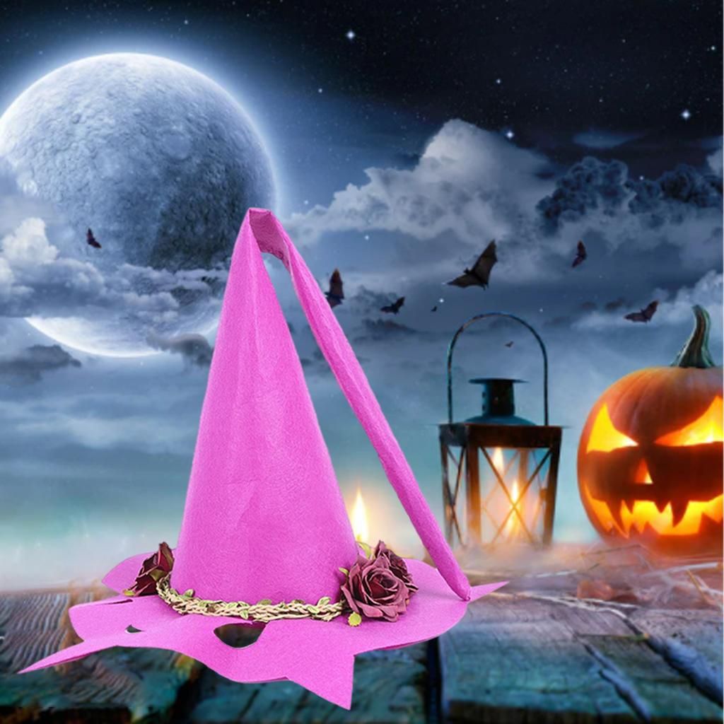 Child Witch Hat Halloween Classic Fun Tall Kid Witch Costume Party Hat Purple Red