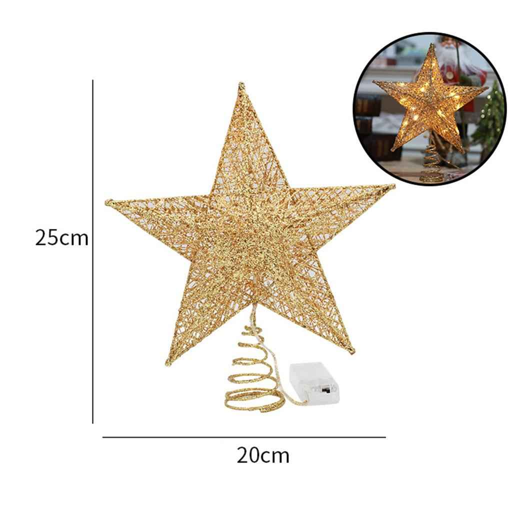 Tree Top Light Decorative Romantic Treetop Star Topper Lights for Party 20cm Champagne Gold