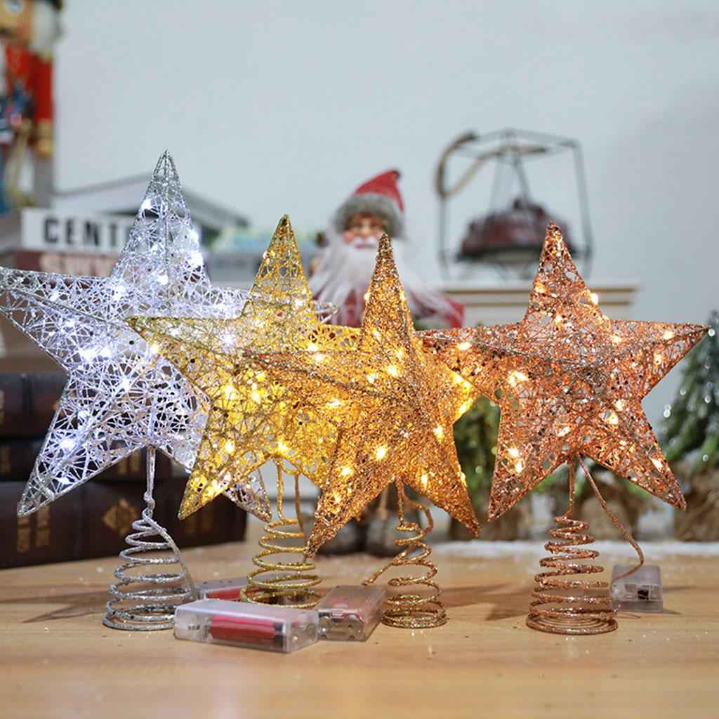 Tree Top Light Decorative Romantic Treetop Star Topper Lights for Party 20cm Champagne Gold