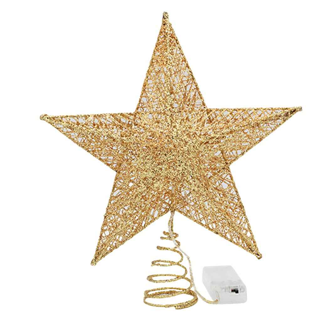 Tree Top Light Decorative Romantic Treetop Star Topper Lights for Party 20cm Champagne Gold