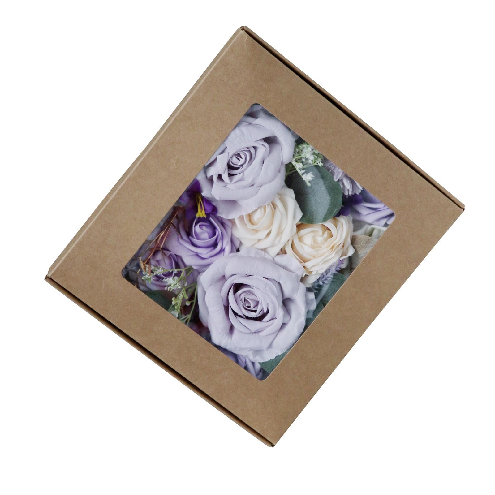 Artificial Flowers Box DIY with Stems Fake Flower for Wedding Decor Ornament