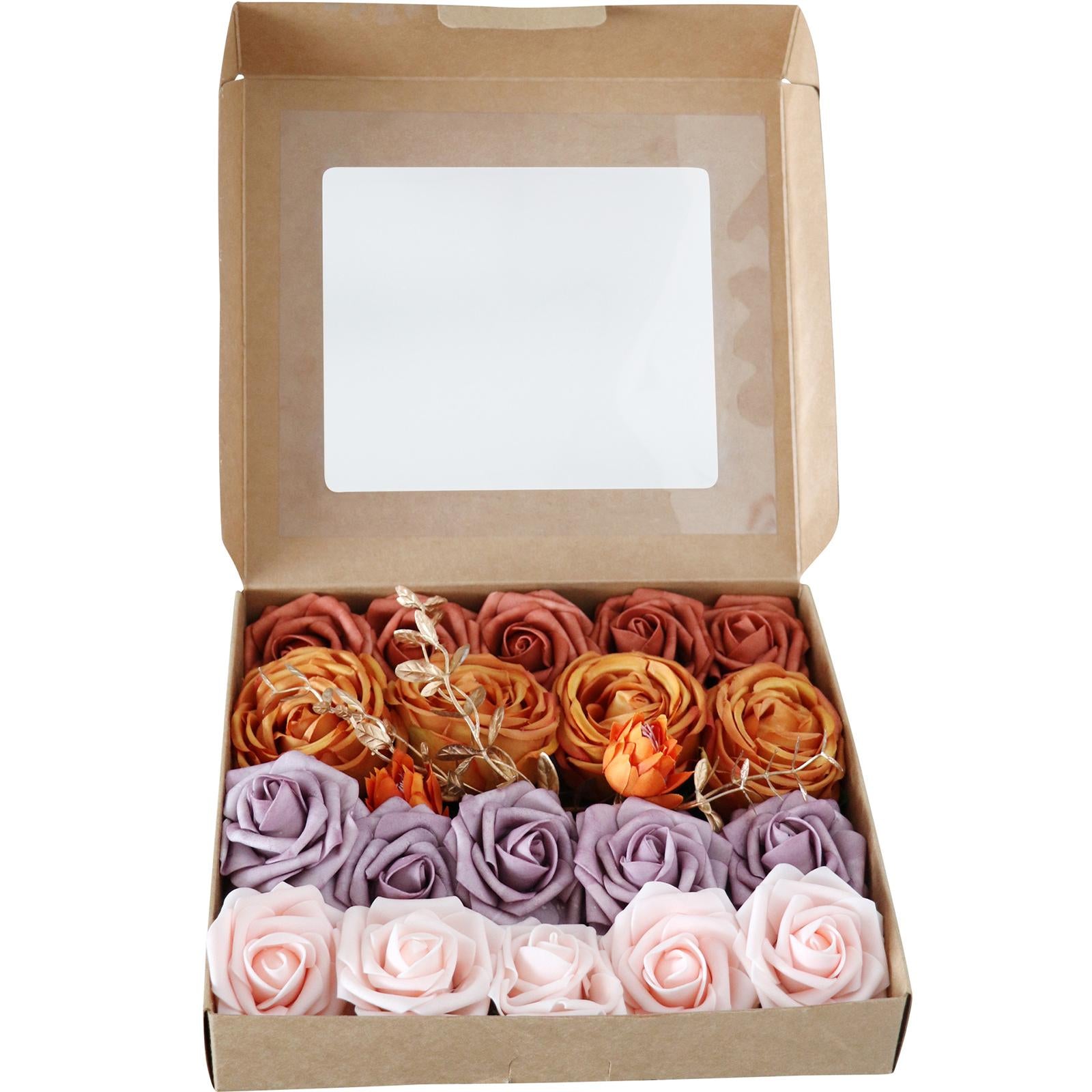 Artificial Flowers Combo Box Set Easy to Operate for Shower Party Decor Orange Purple Pink