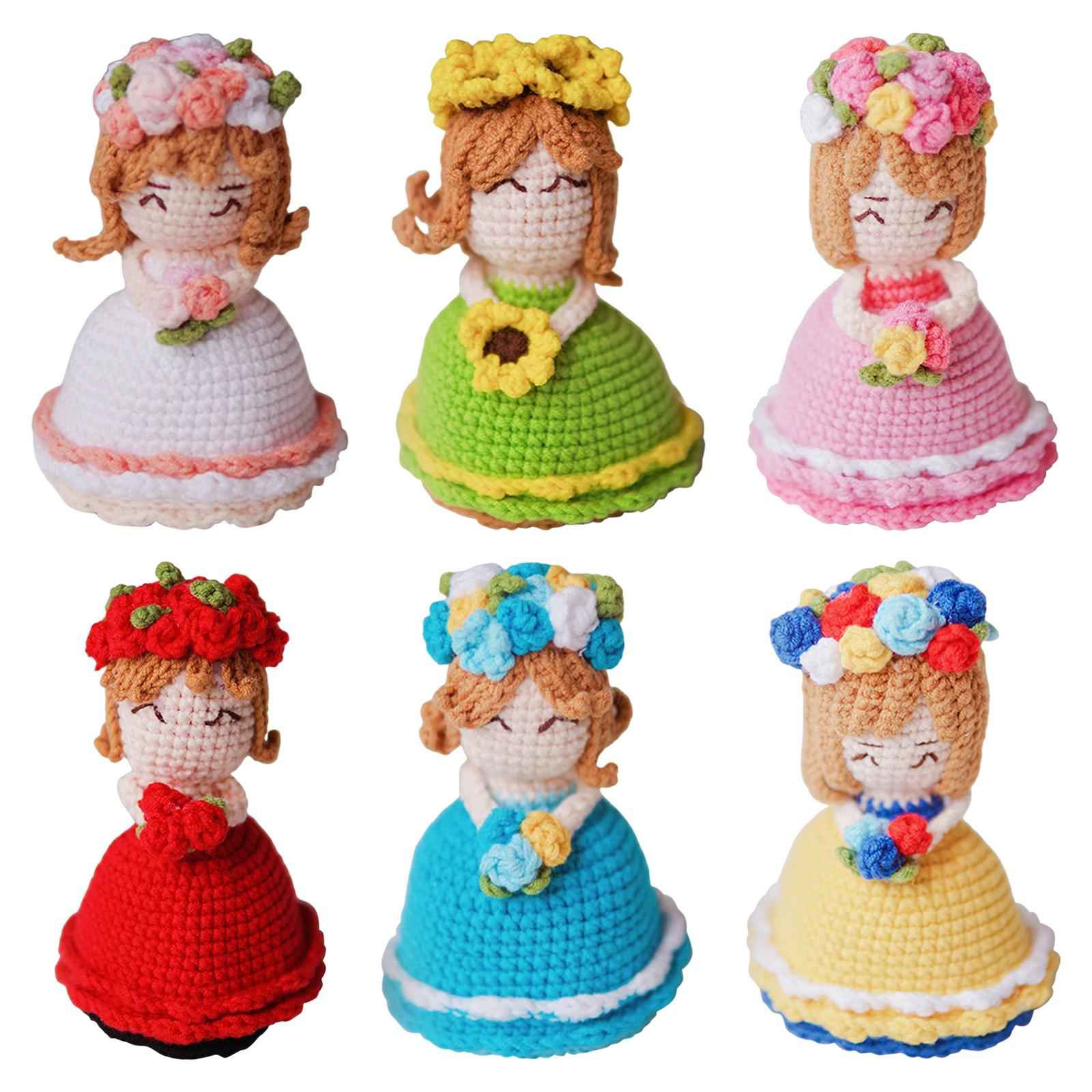 DIY Crochet Stuffed Bride Doll Room Decoration for Wife Girls Boys Women Pink White