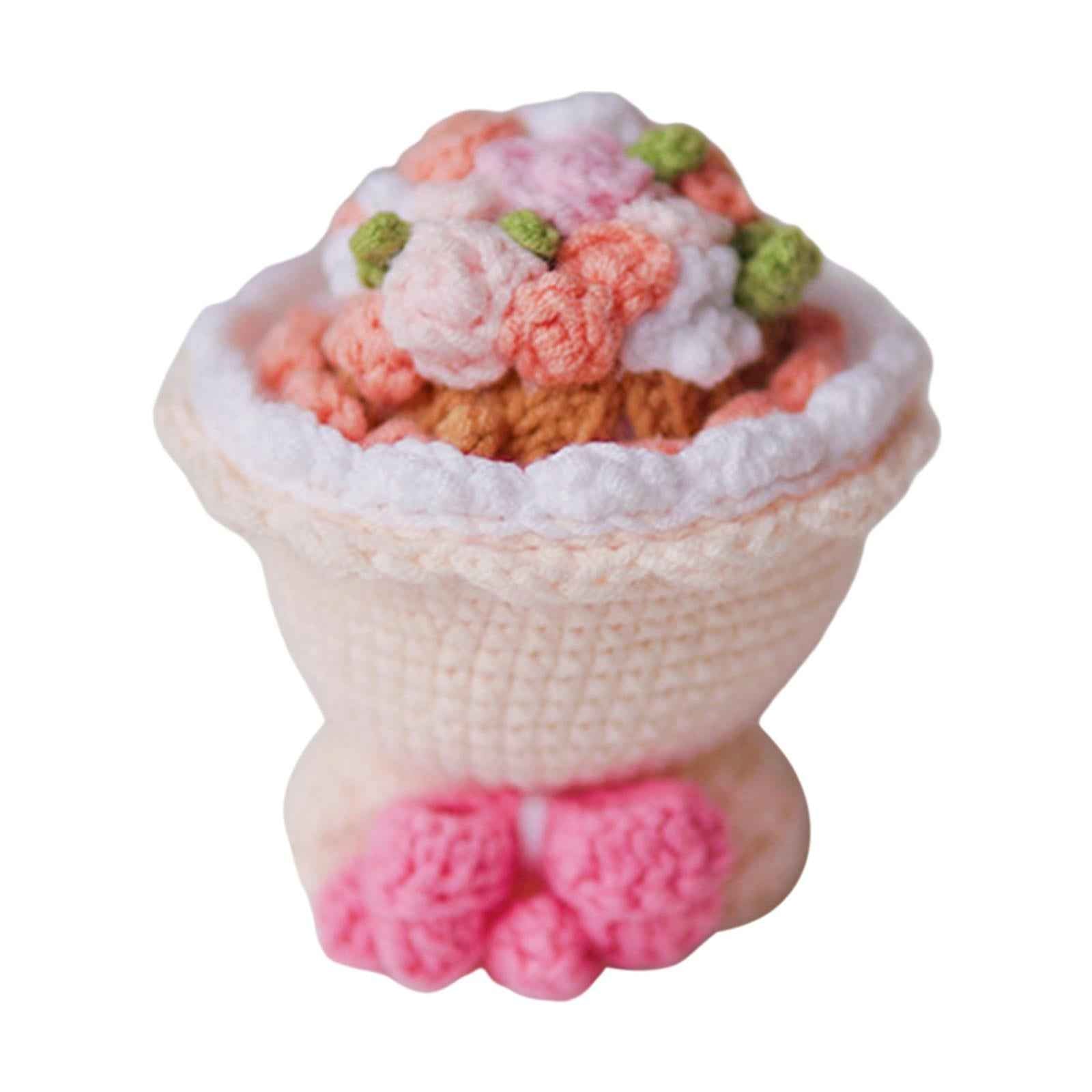 DIY Crochet Stuffed Bride Doll Room Decoration for Wife Girls Boys Women Pink White