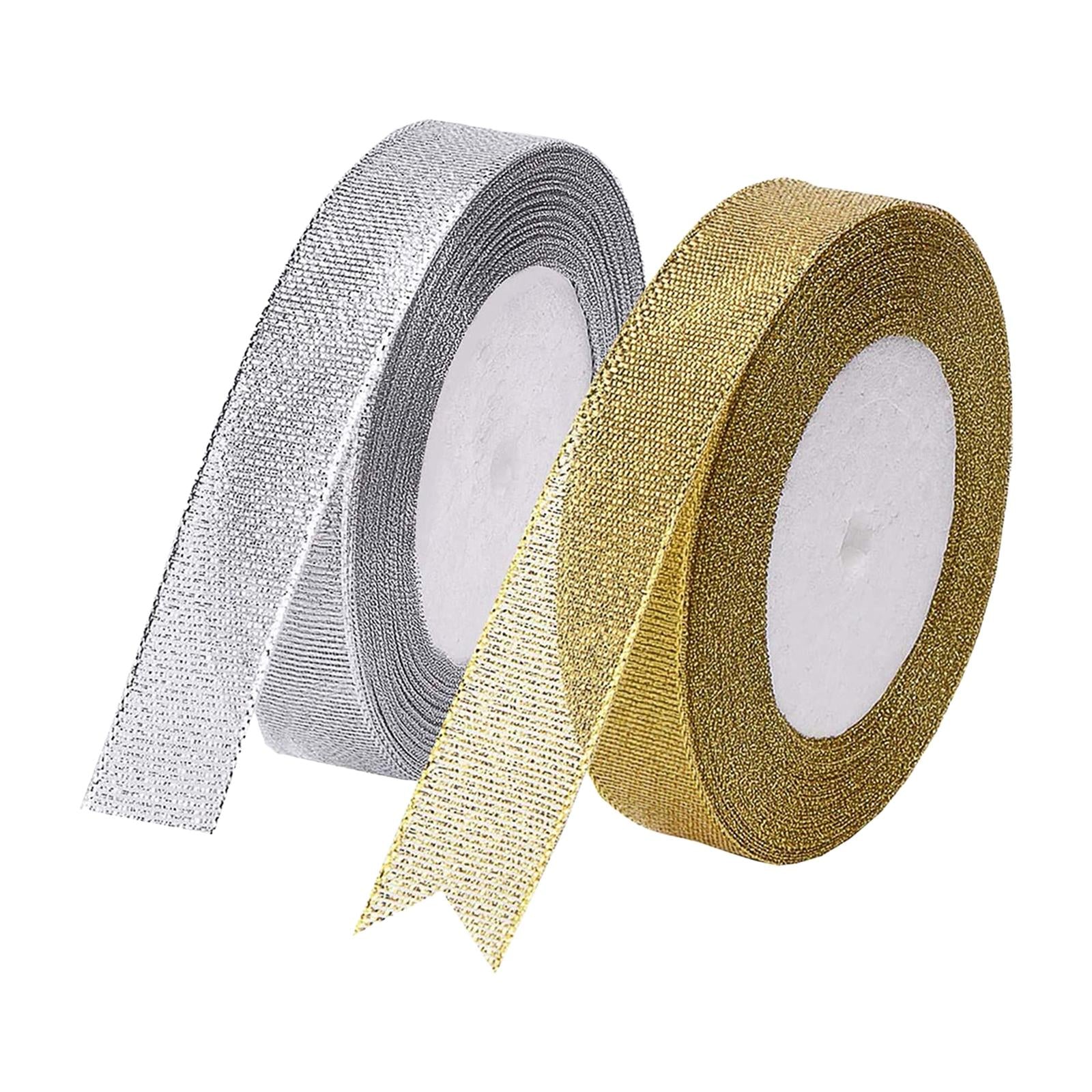 2xGlitter Ribbon 2cm Width Sewing Fabric Ribbon 25Yards for Birthday Wedding