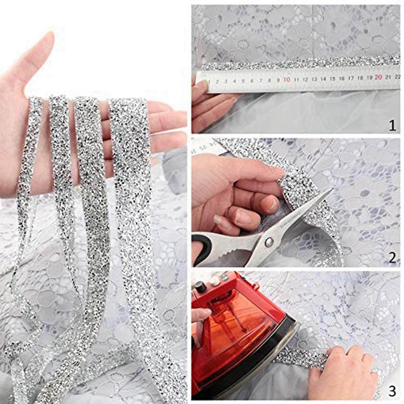 2xSelf Adhesive Ribbon Arts Crafts Mesh Wrap Roll Bling for Decor
