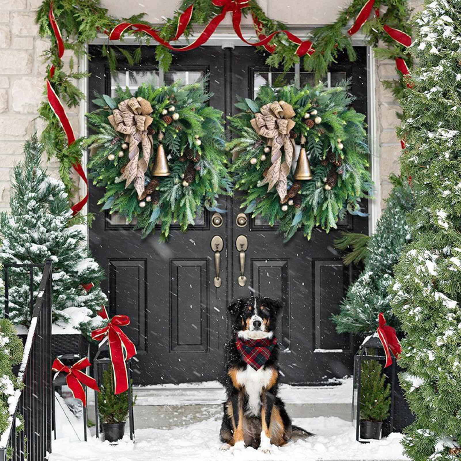 Artificial Flower Wreath Christmas Garland Hanging for Door Decoration