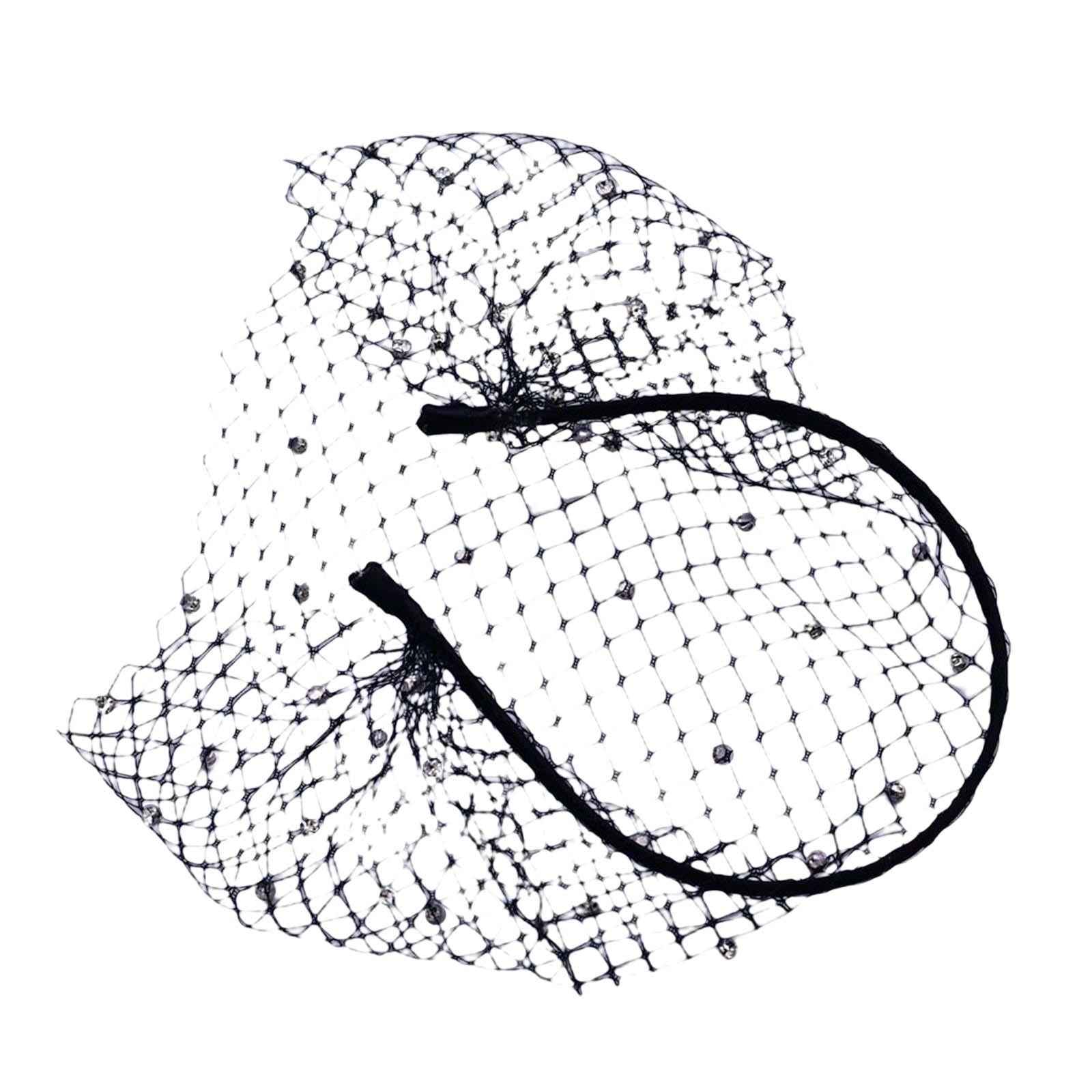 Fascinator Mesh Face Veil Party Headdress Tea Birdcage Veil Elegant for Girl Black