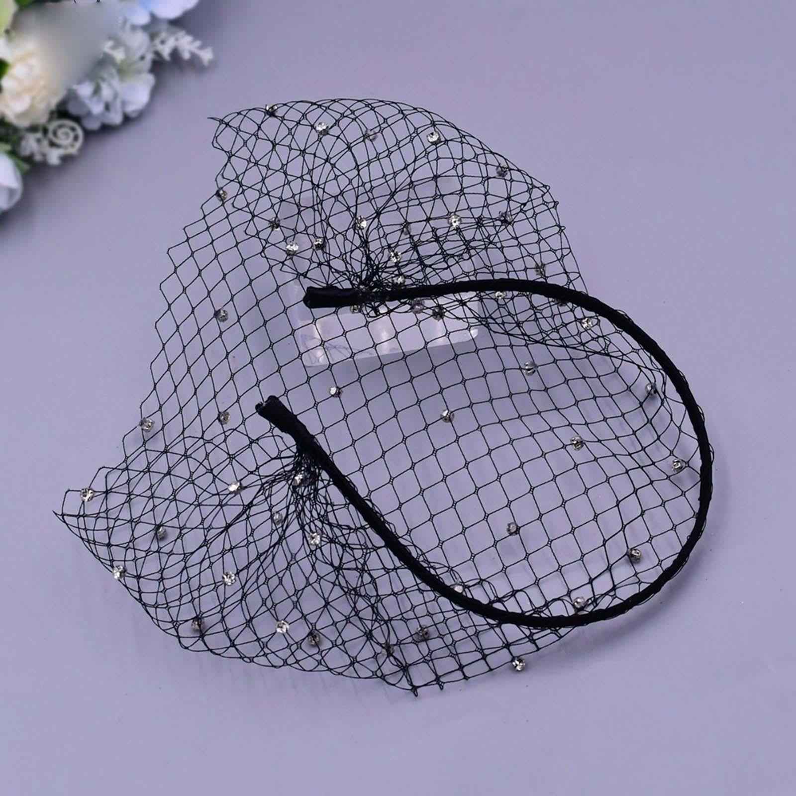 Fascinator Mesh Face Veil Party Headdress Tea Birdcage Veil Elegant for Girl Black