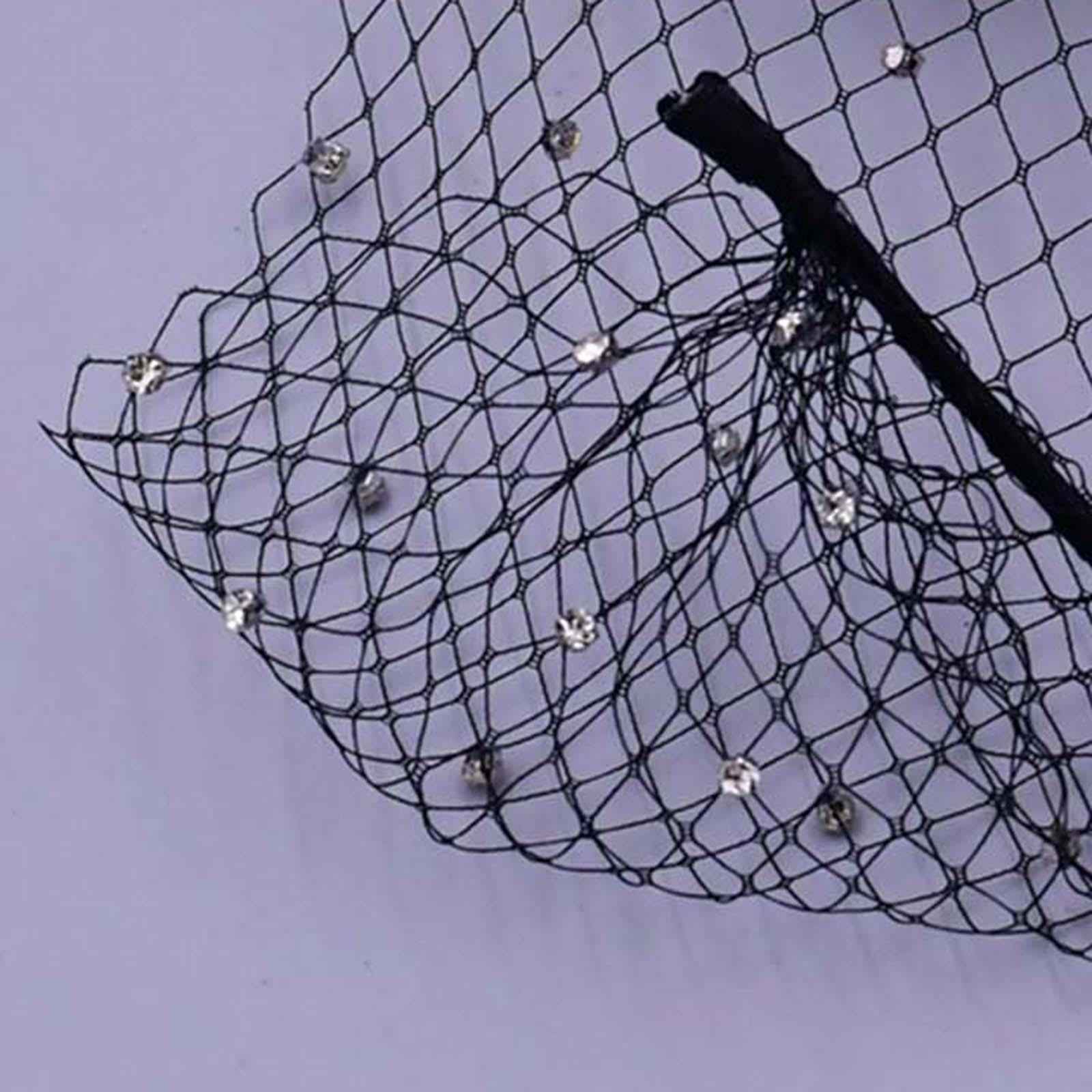 Fascinator Mesh Face Veil Party Headdress Tea Birdcage Veil Elegant for Girl Black
