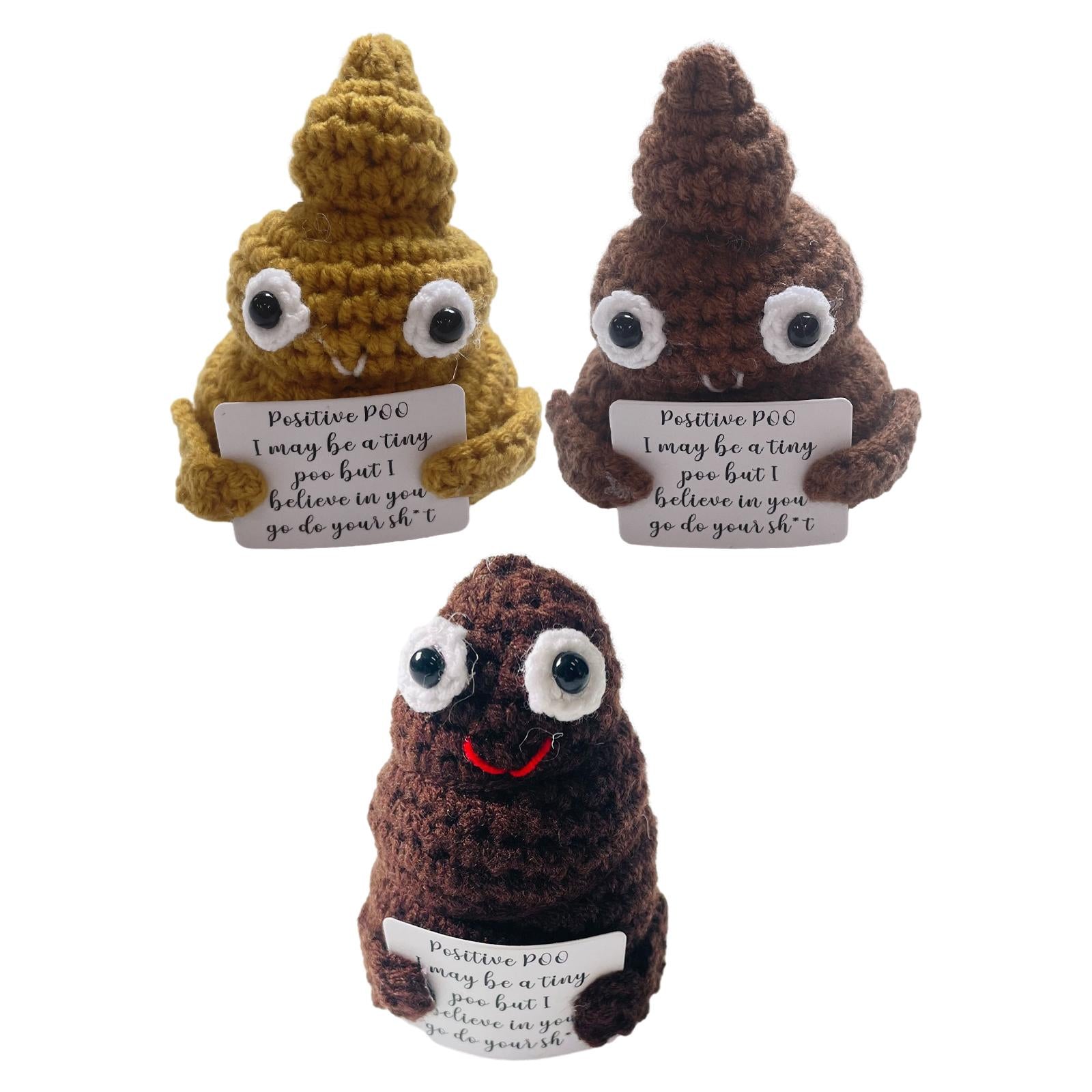 2xInspired Toy Gifts Positive Poo Knitted Doll for Home Decor Xmas Desktop brown