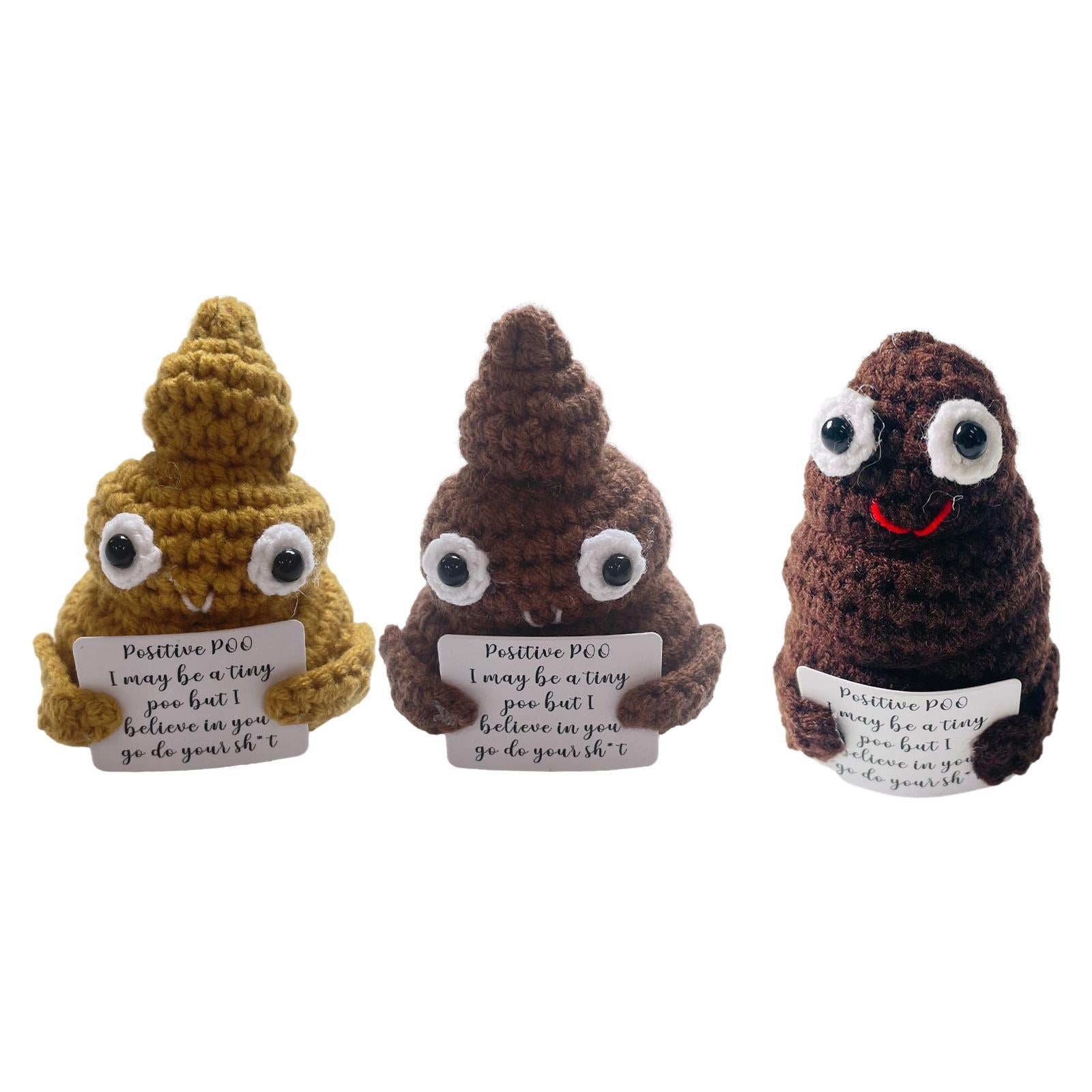 2xInspired Toy Gifts Positive Poo Knitted Doll for Home Decor Xmas Desktop brown