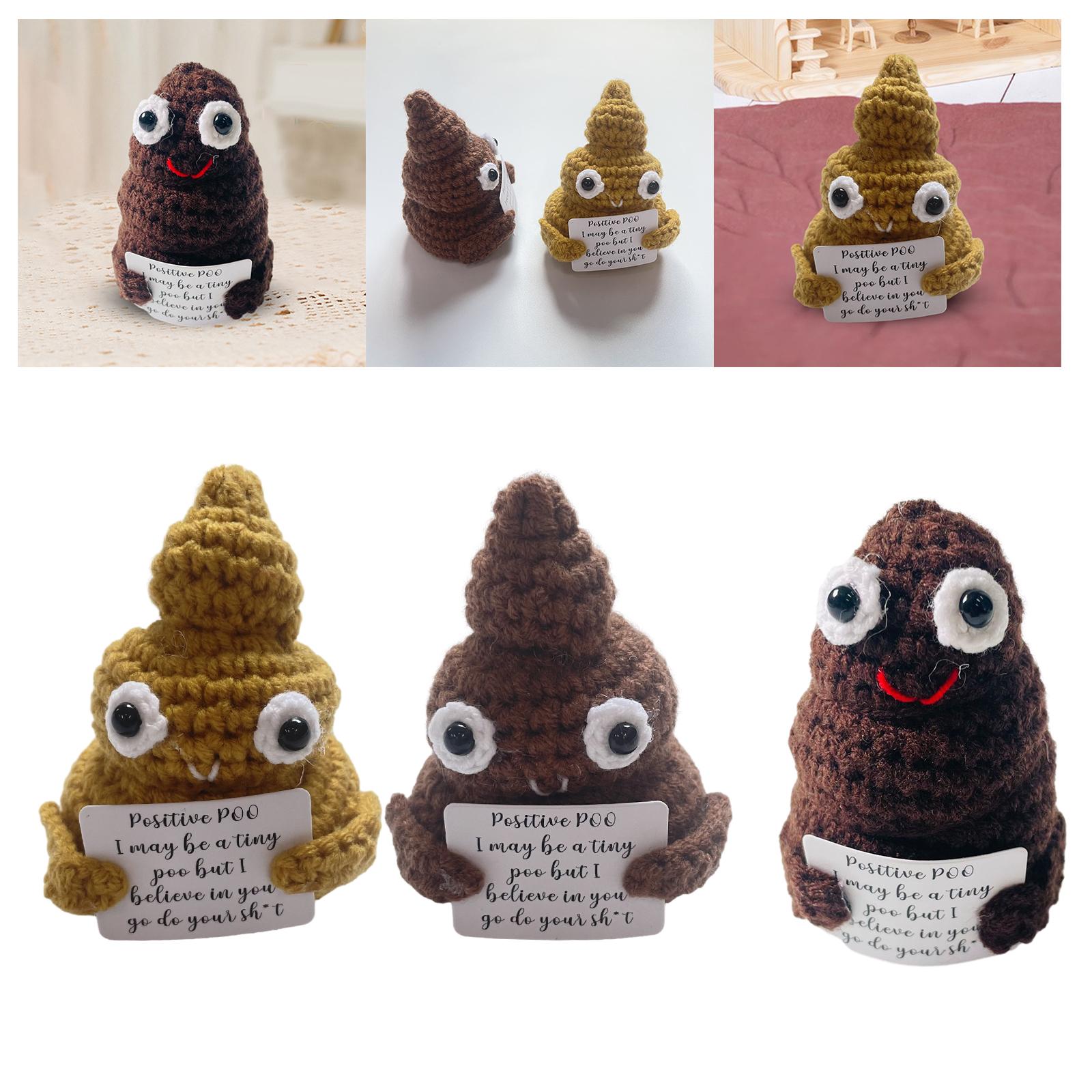 2xInspired Toy Gifts Positive Poo Knitted Doll for Home Decor Xmas Desktop brown