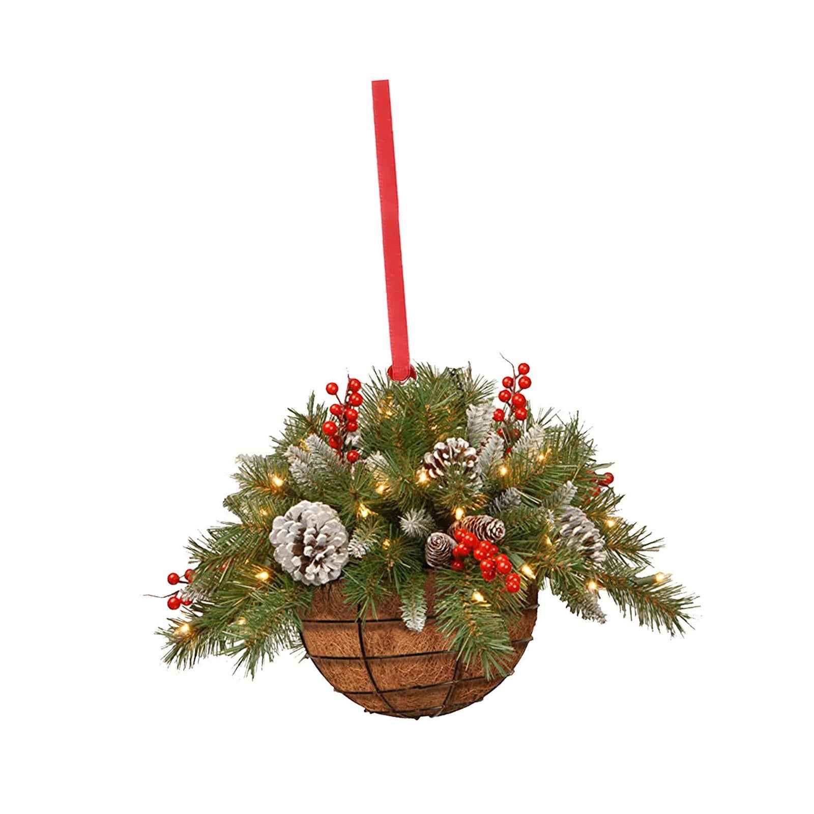 Flower Basket Wreath Decor Spring Summer Wreath for Christmas Tree Home Wall Style E