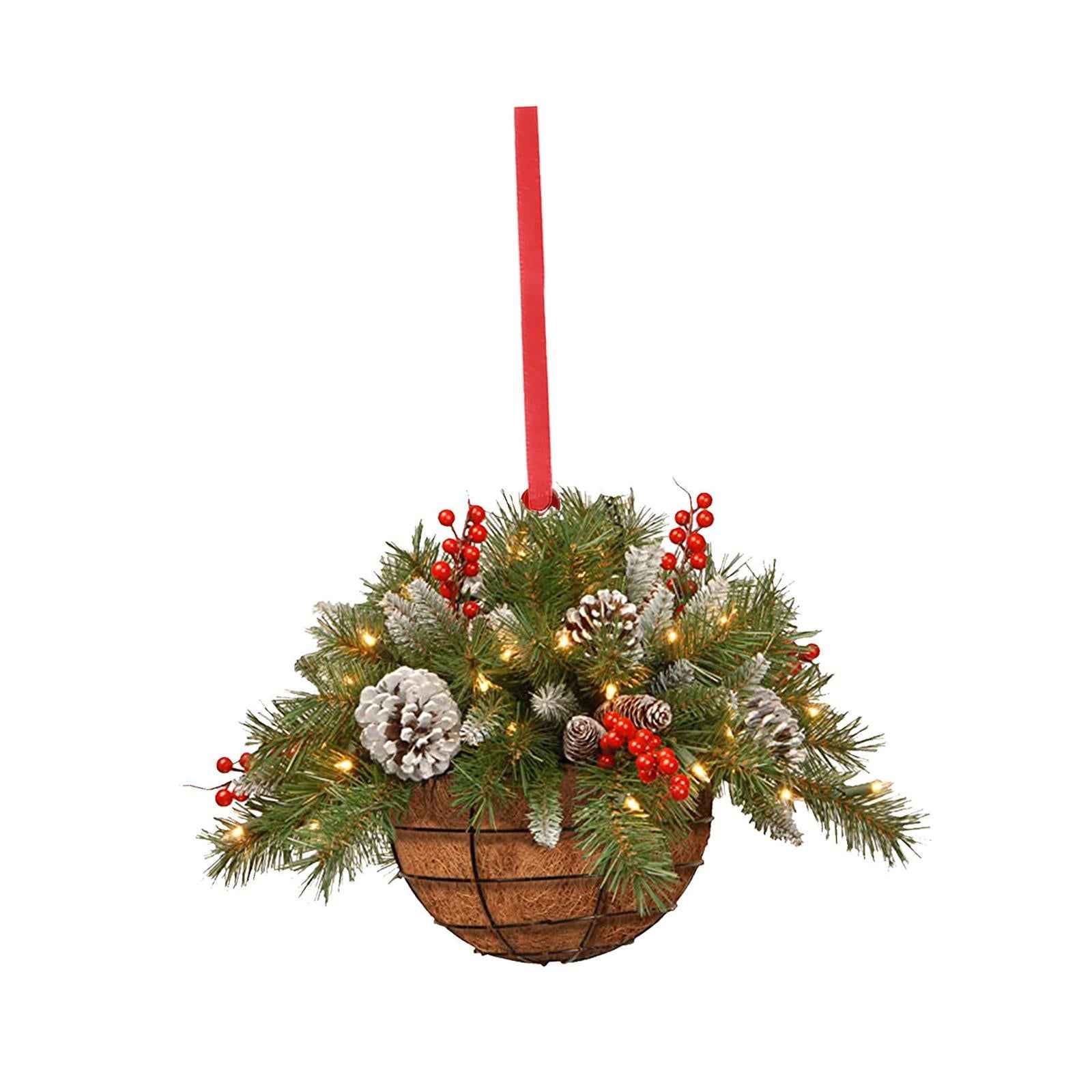 Flower Basket Wreath Decor Spring Summer Wreath for Christmas Tree Home Wall Style E