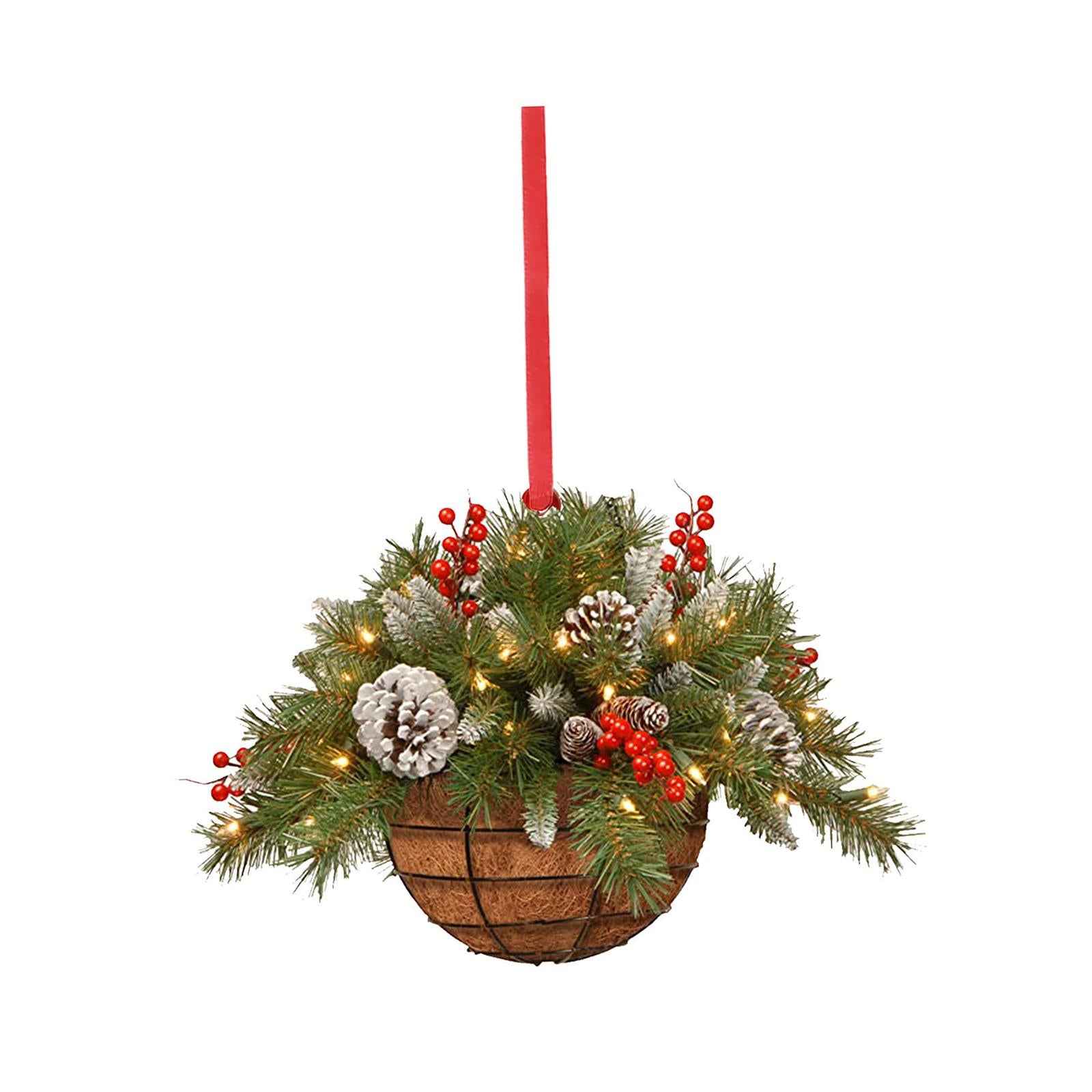 Flower Basket Wreath Decor Spring Summer Wreath for Christmas Tree Home Wall Style E