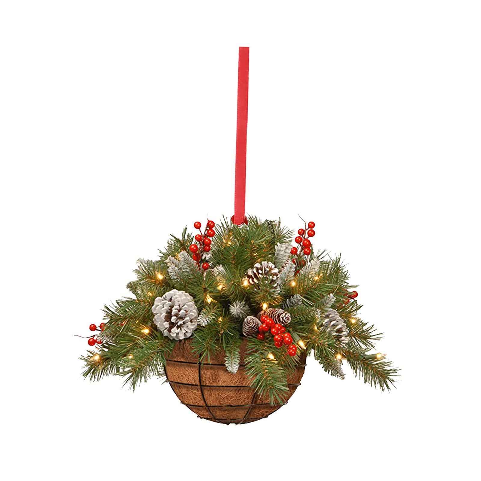 Flower Basket Wreath Decor Spring Summer Wreath for Christmas Tree Home Wall Style E