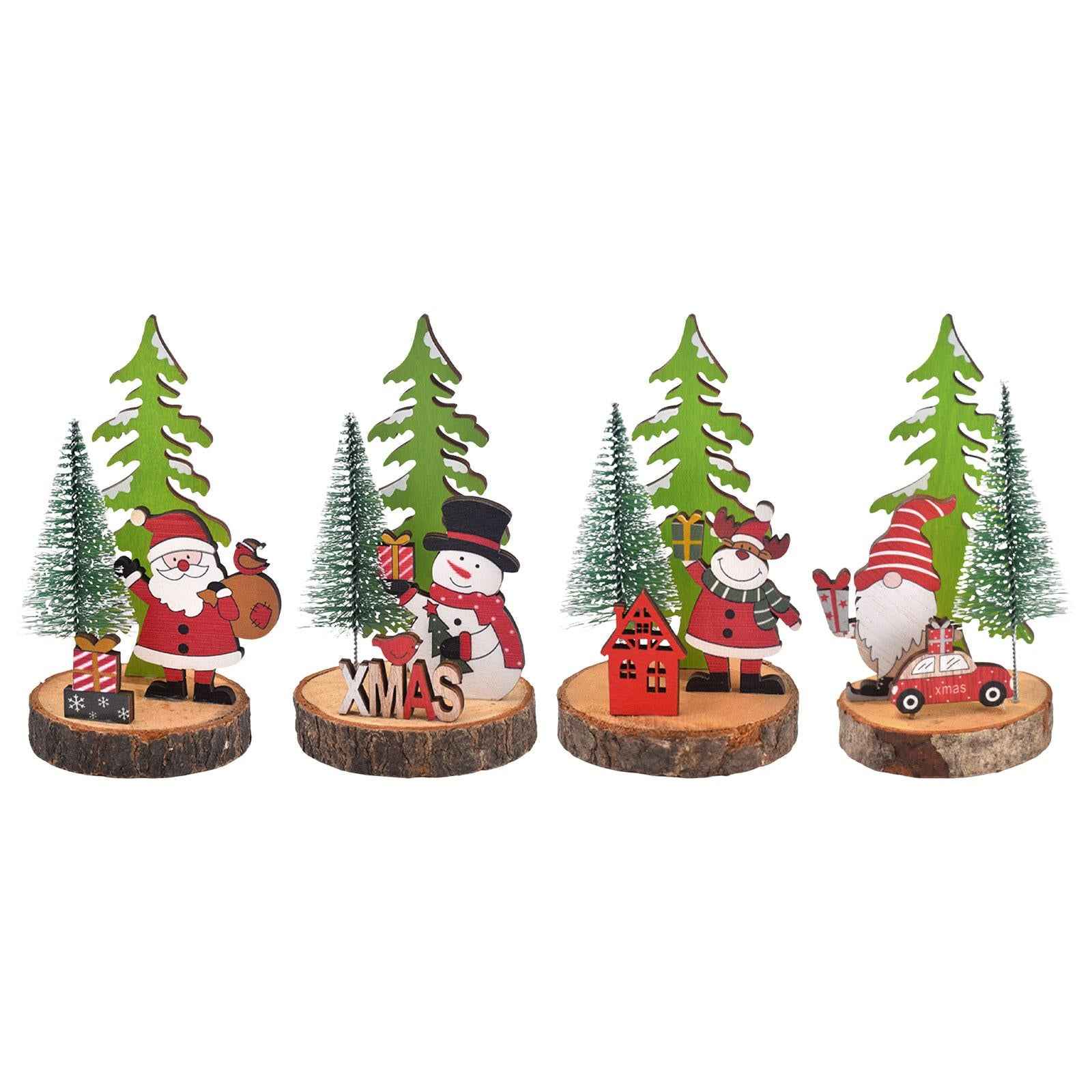 Wooden Christmas Table Decor Table Top Decoration for Holiday Fireplace Home Santa Claus