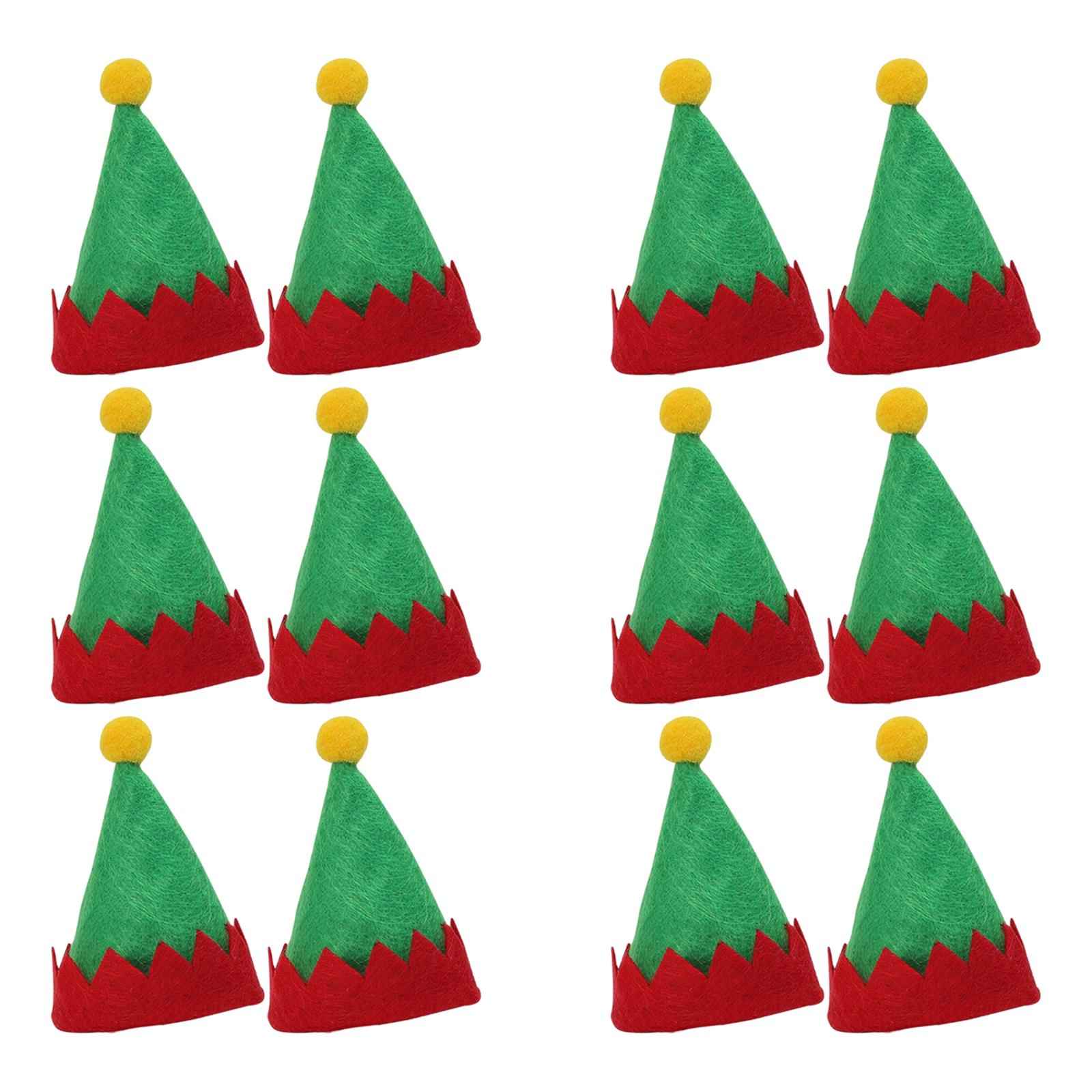 12x Christmas Hat Santa Claus Xmas Hat Cap for Adults Stage Performance Prom Green