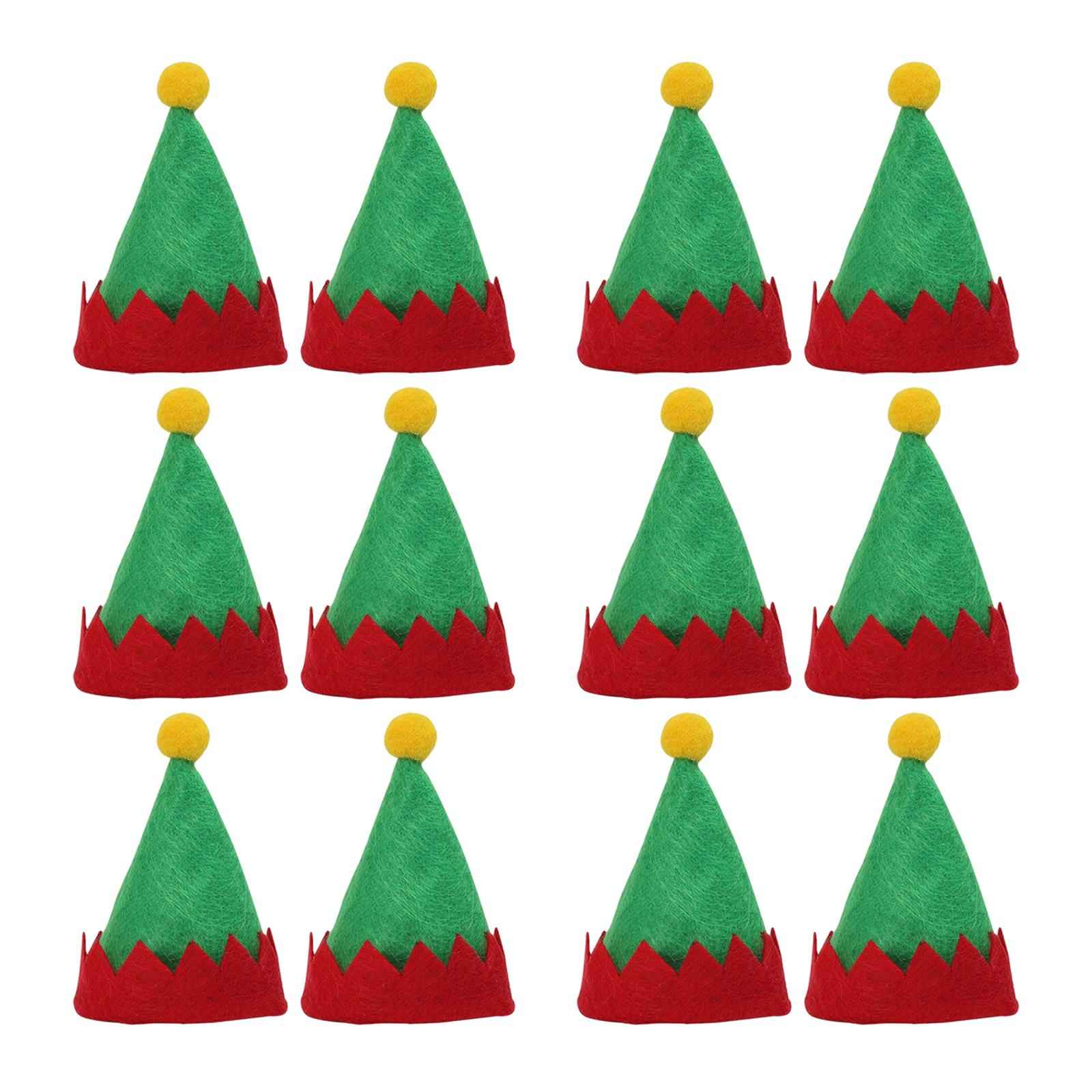 12x Christmas Hat Santa Claus Xmas Hat Cap for Adults Stage Performance Prom Green