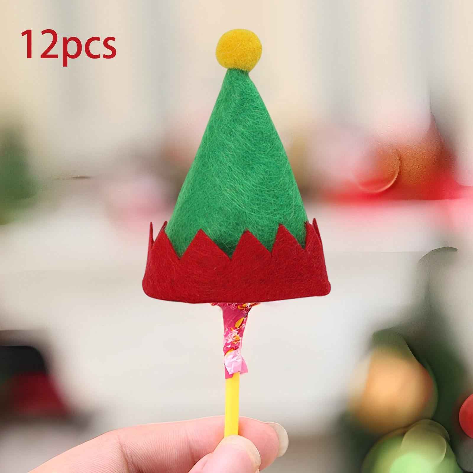 12x Christmas Hat Santa Claus Xmas Hat Cap for Adults Stage Performance Prom Green