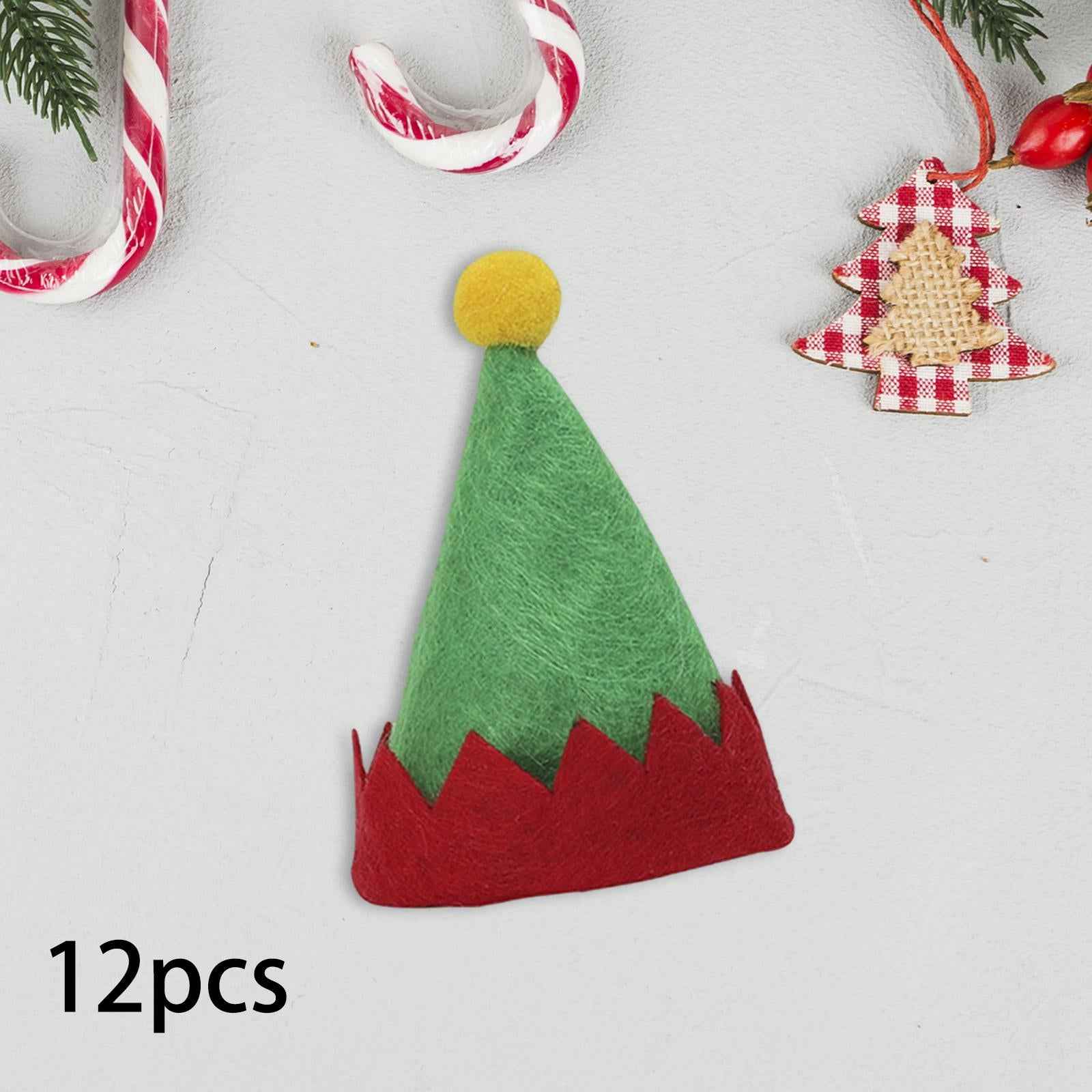 12x Christmas Hat Santa Claus Xmas Hat Cap for Adults Stage Performance Prom Green