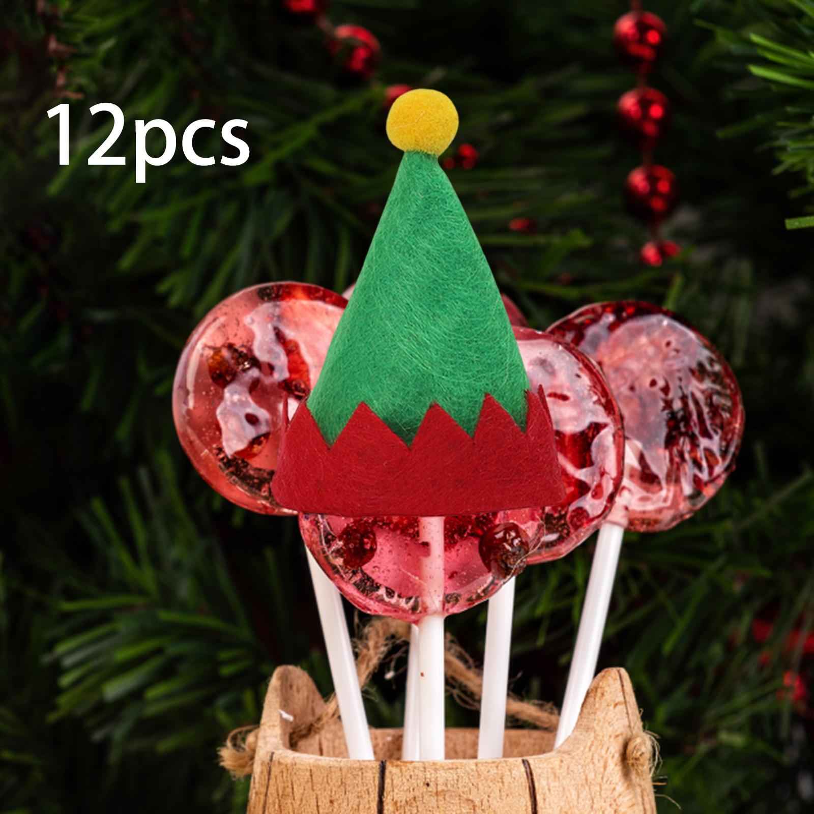 12x Christmas Hat Santa Claus Xmas Hat Cap for Adults Stage Performance Prom Green