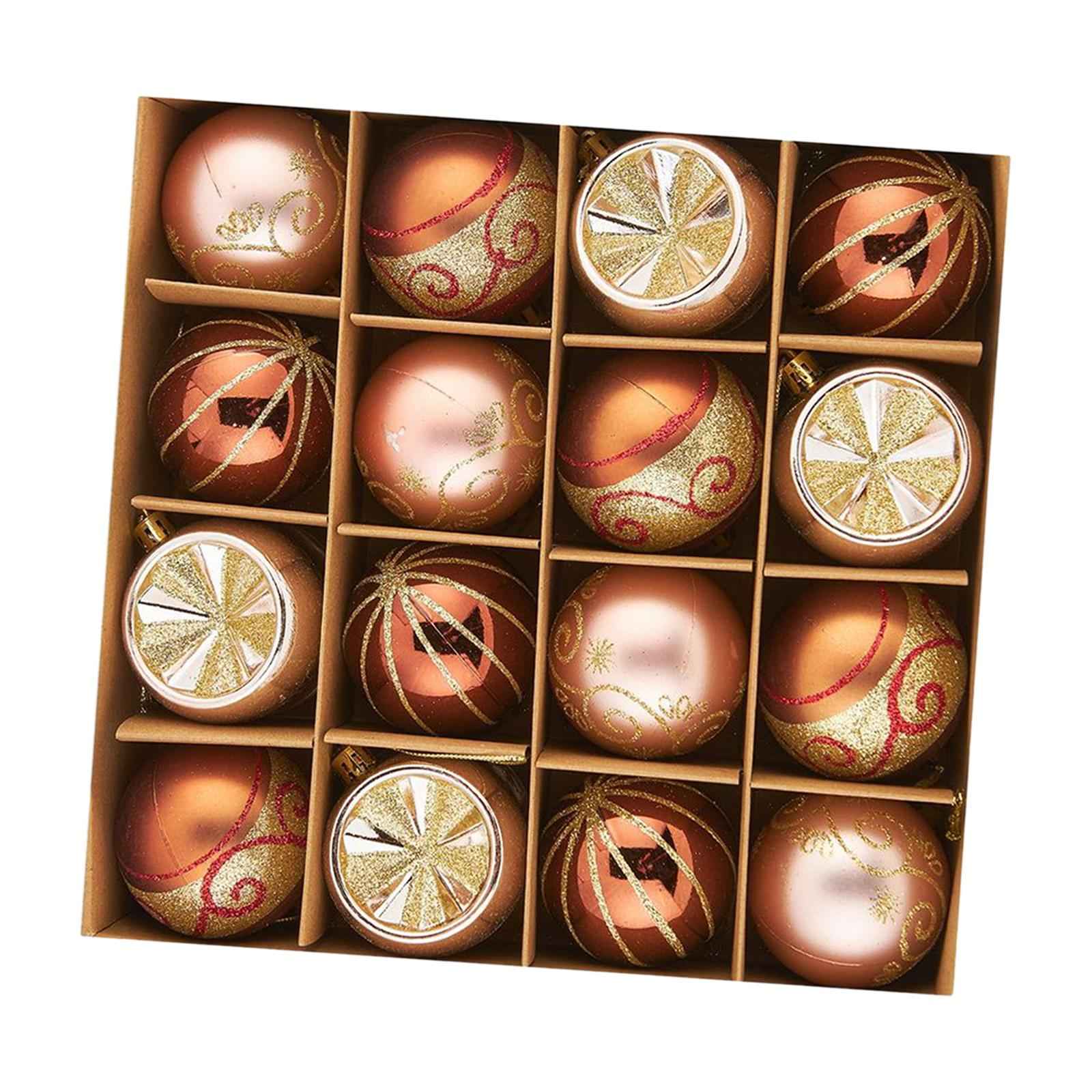 16x Christmas Balls Ornaments Xmas Tree Hanging Balls Shiny Baubles Bulk 6cm Copper
