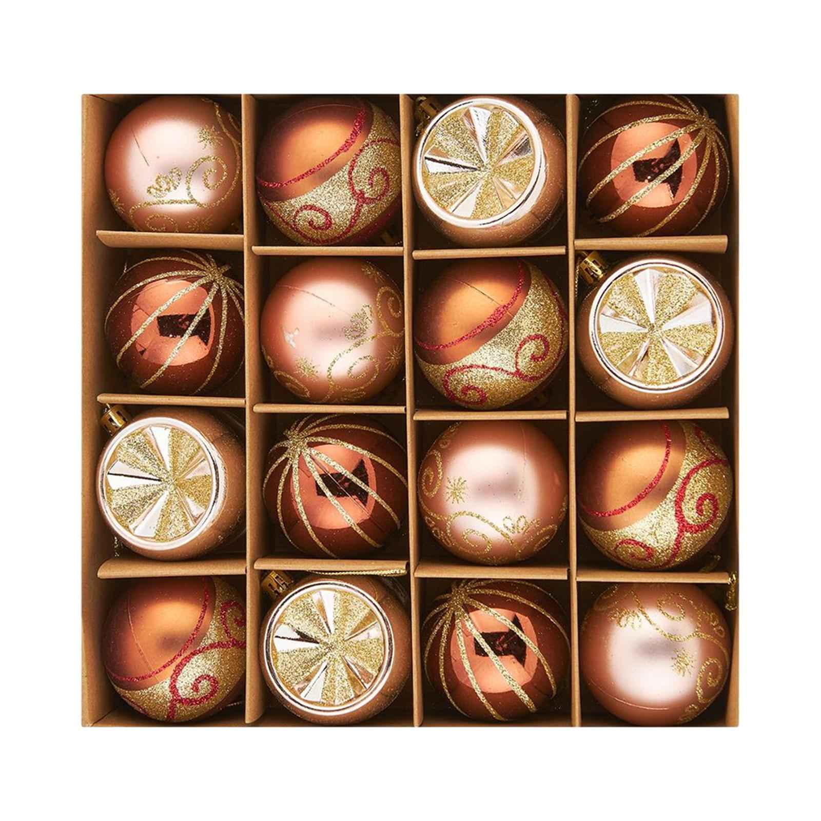 16x Christmas Balls Ornaments Xmas Tree Hanging Balls Shiny Baubles Bulk 6cm Copper