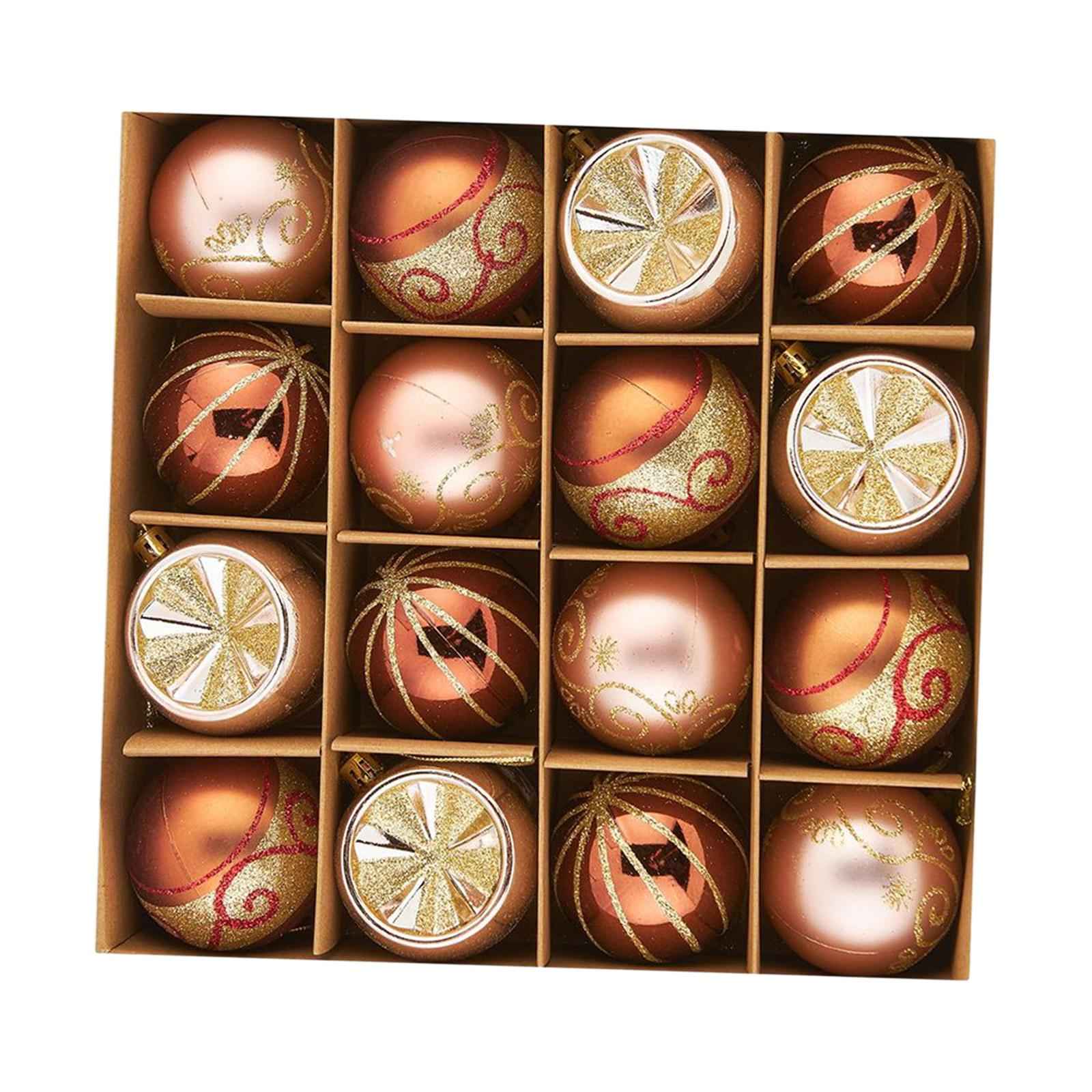 16x Christmas Balls Ornaments Xmas Tree Hanging Balls Shiny Baubles Bulk 6cm Copper