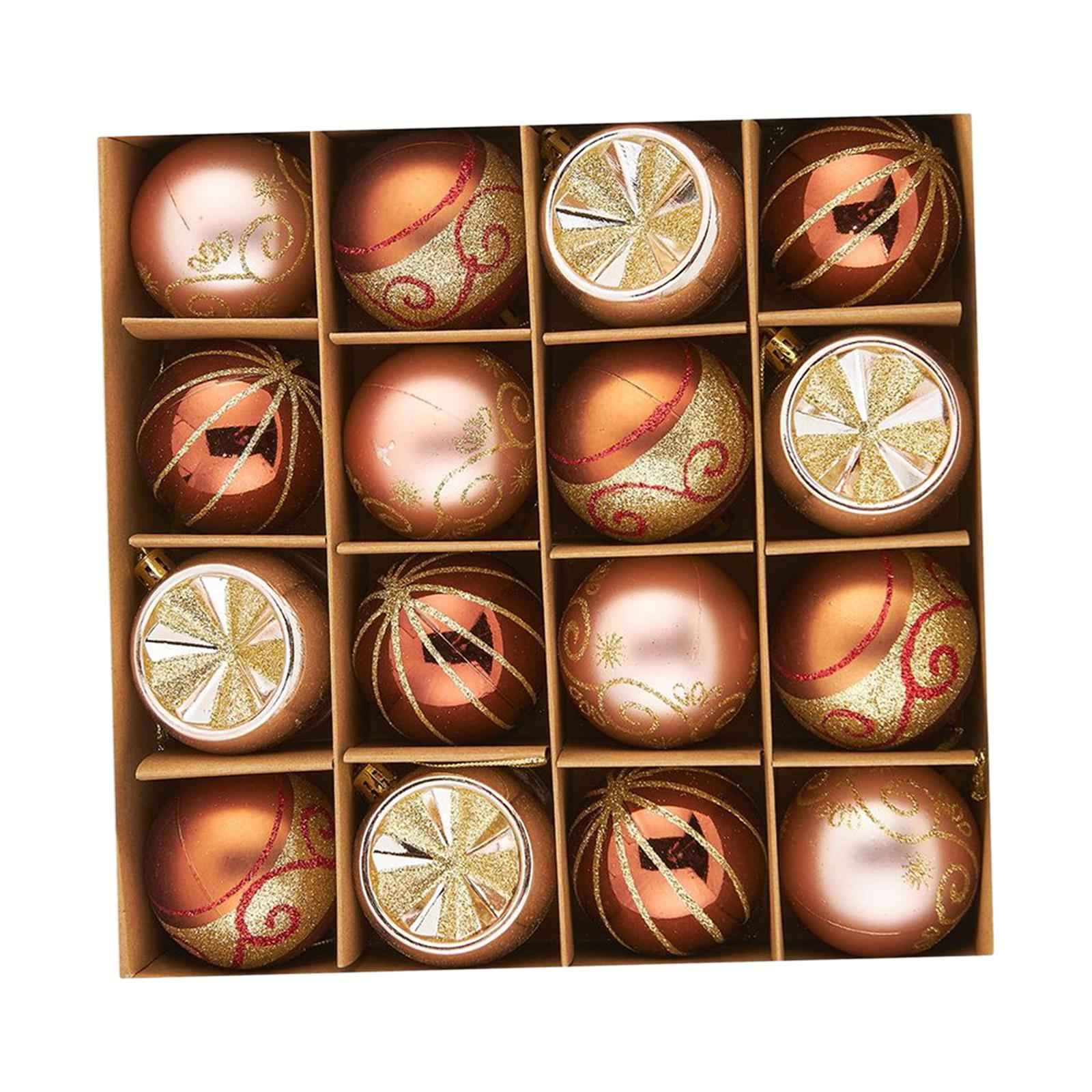 16x Christmas Balls Ornaments Xmas Tree Hanging Balls Shiny Baubles Bulk 6cm Copper
