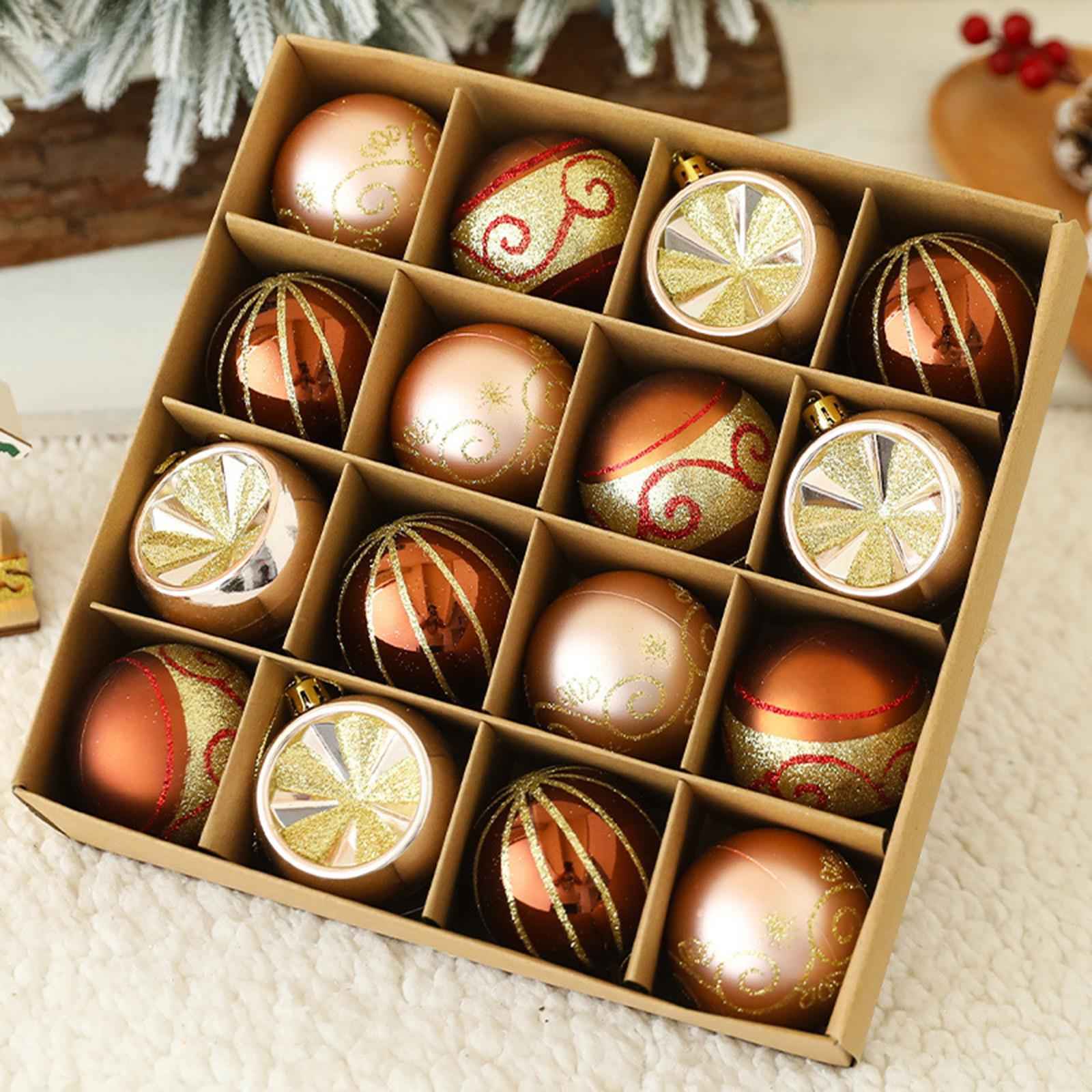 16x Christmas Balls Ornaments Xmas Tree Hanging Balls Shiny Baubles Bulk 6cm Copper