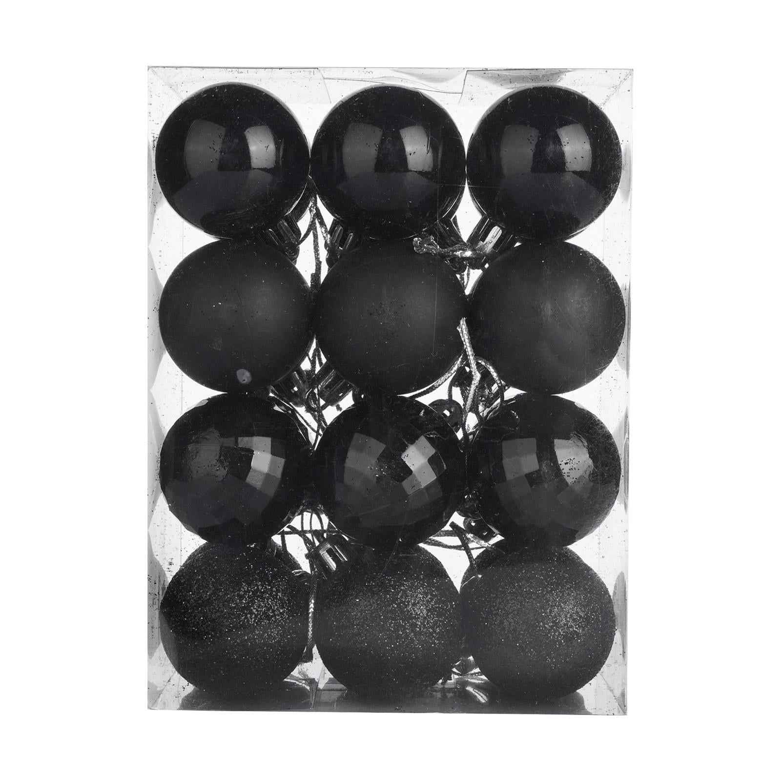 24x Christmas Balls Home Decor Christmas Tree Baubles for Party Home Holiday Black