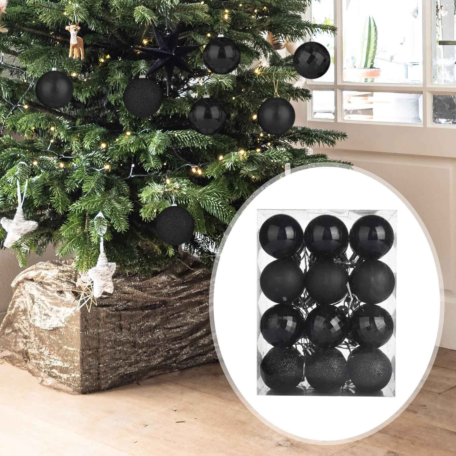 24x Christmas Balls Home Decor Christmas Tree Baubles for Party Home Holiday Black