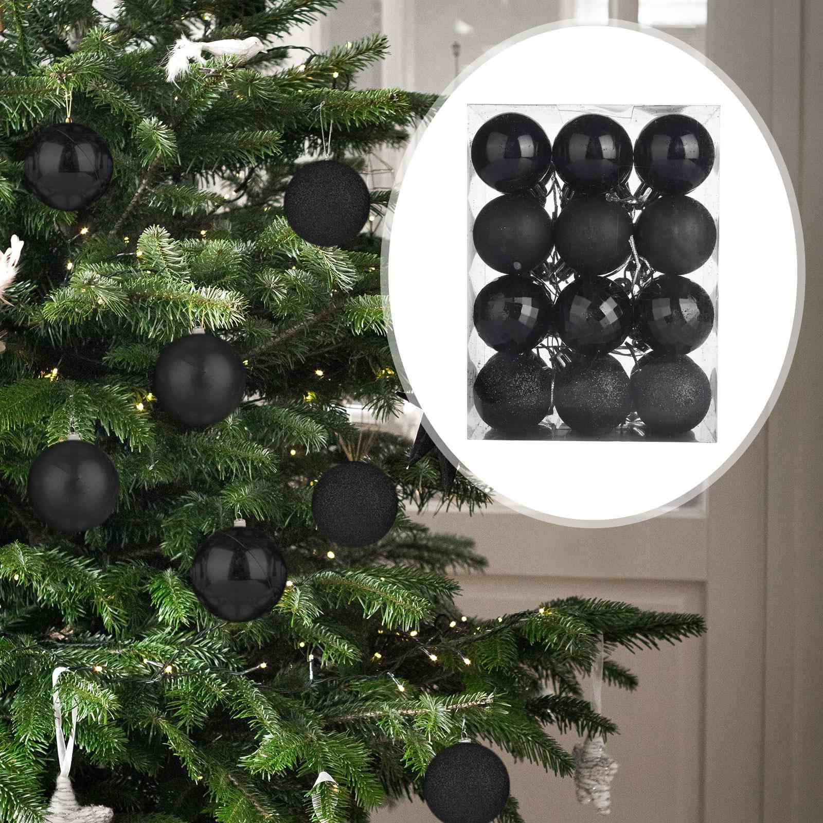 24x Christmas Balls Home Decor Christmas Tree Baubles for Party Home Holiday Black