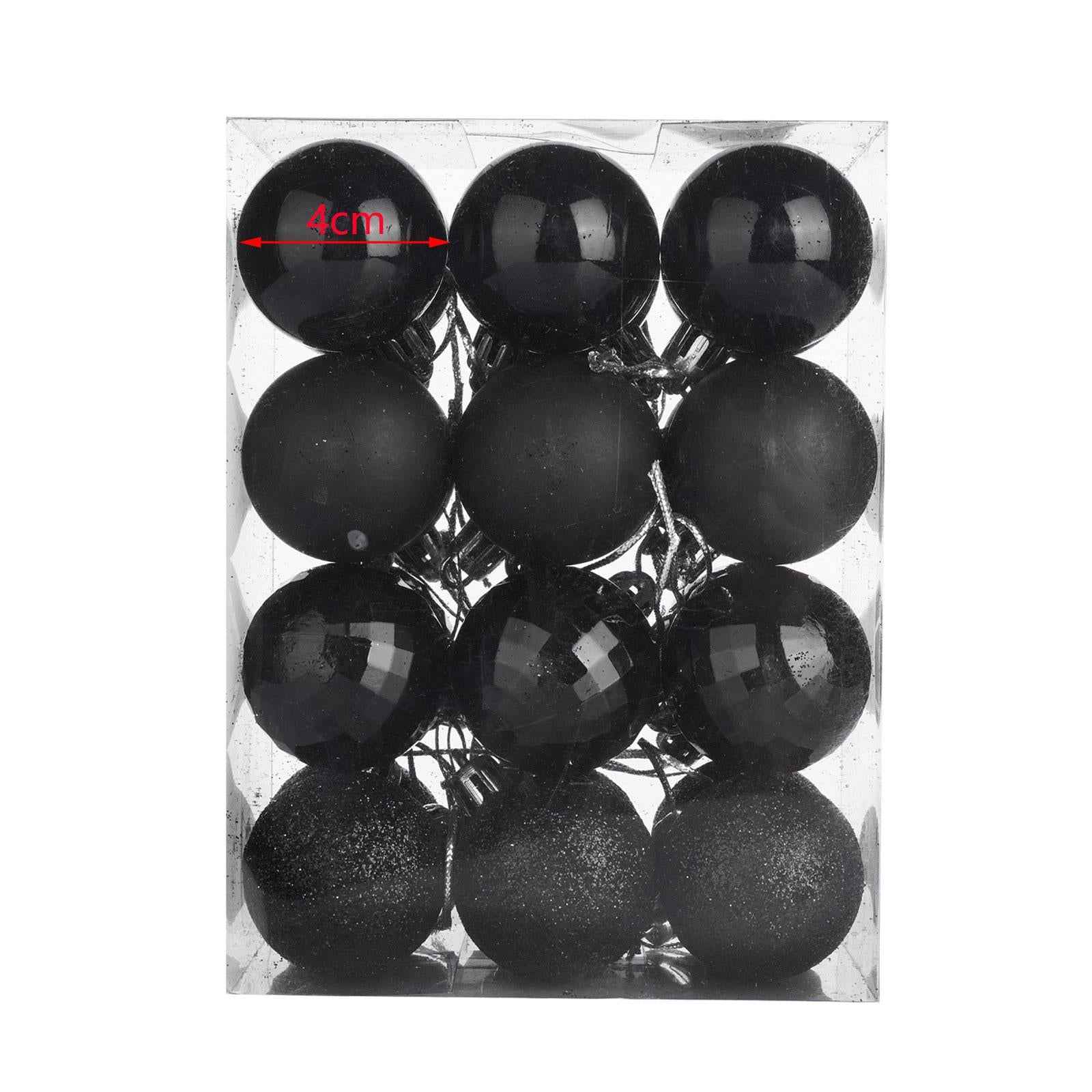24x Christmas Balls Home Decor Christmas Tree Baubles for Party Home Holiday Black