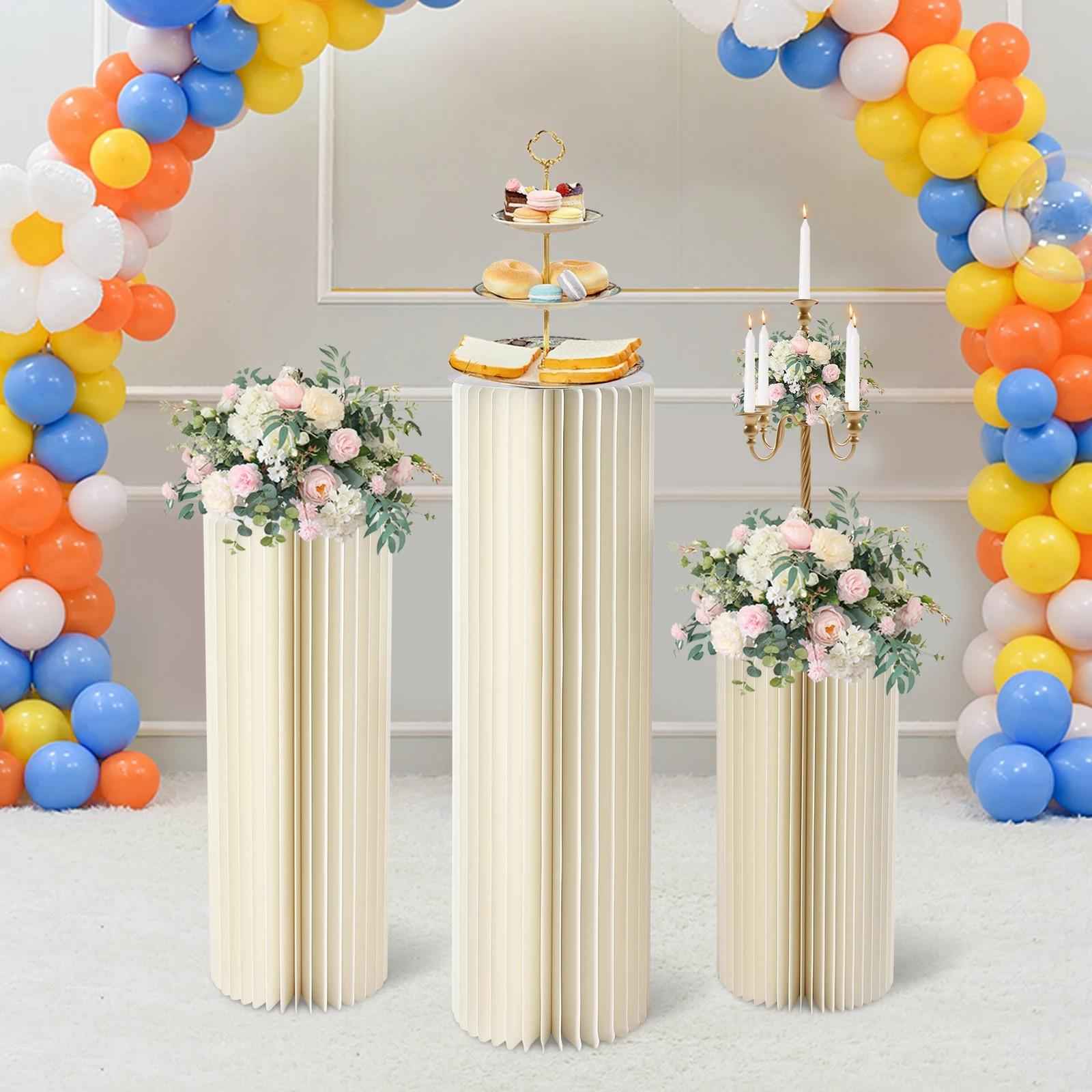 Cylinder Pedestal Stand Paper Columns for Festival Wedding Props Ceremonies